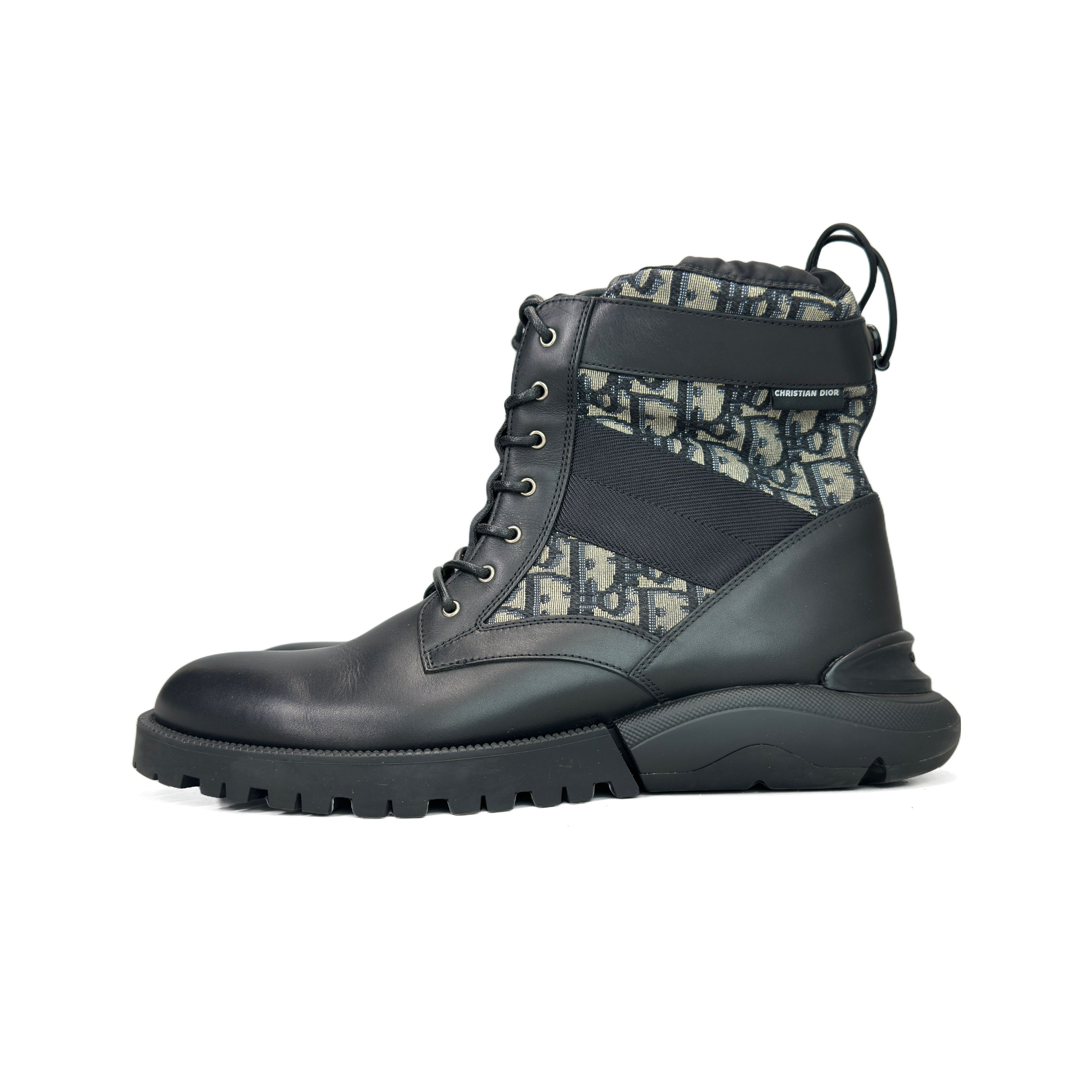 Dior Boots Black 41 Gray DIOR MEN Explorer Oblique Jacquard Combat Boots - Black  main image 3