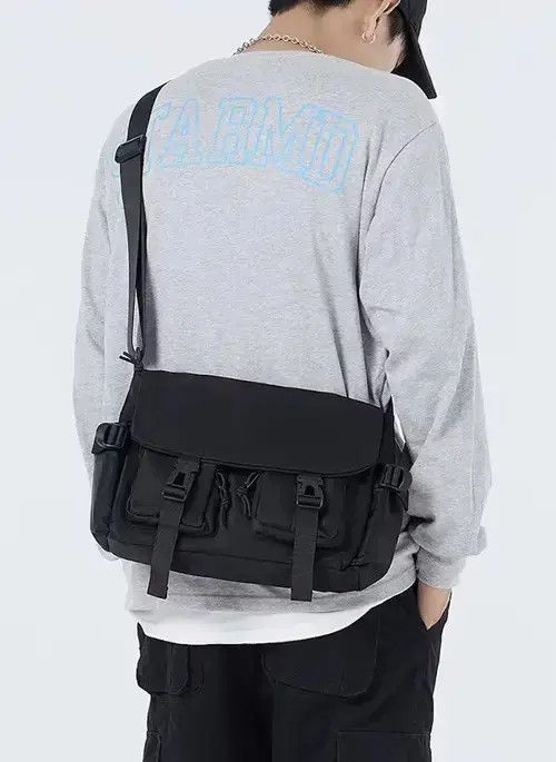 High Sport x Tee Shirt Fashion Hip Hop Crossbody Shoulder Bag in Black, Men's