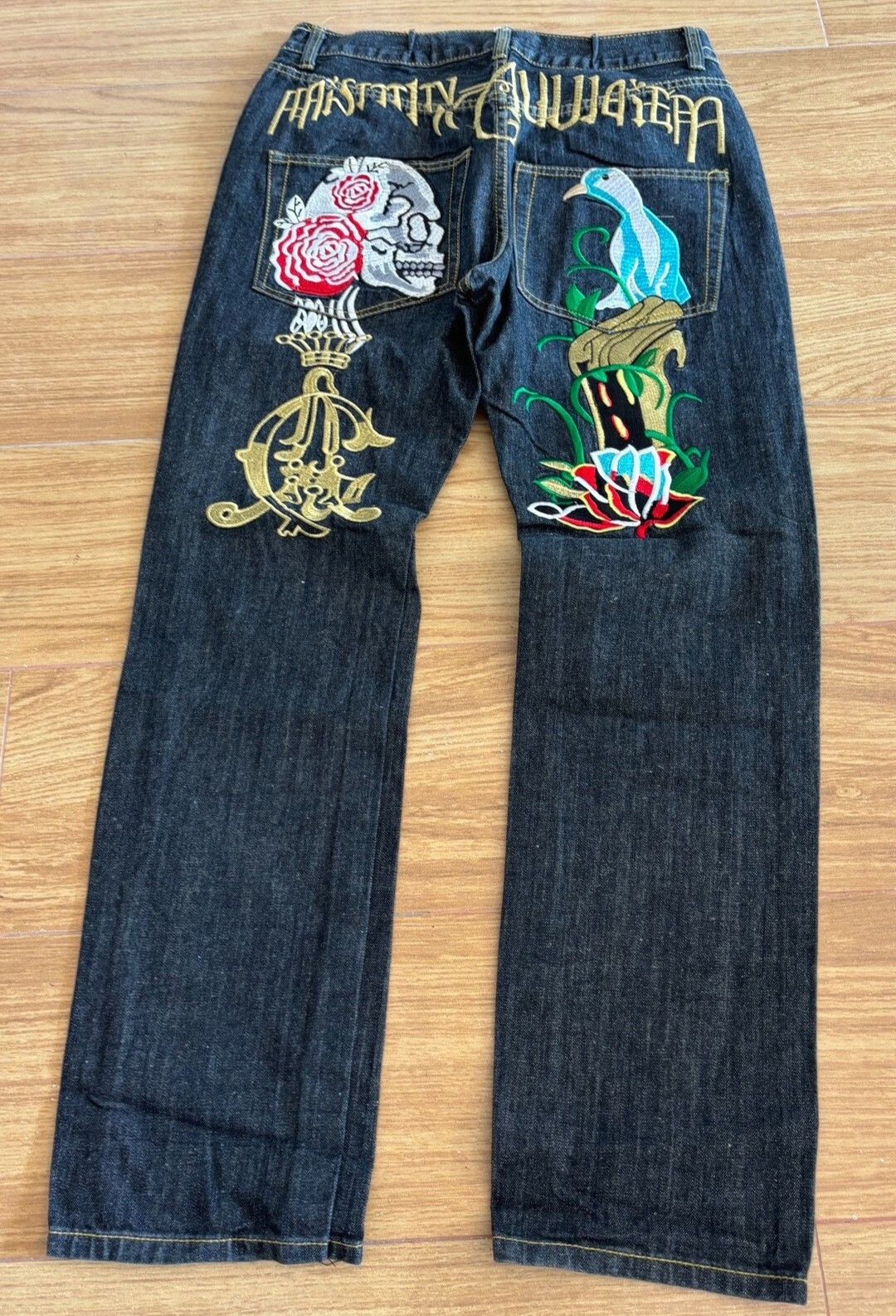 Ed Hardy Christian audigier ed hardy grunge skull flower jeans Size US 30 / EU 46 - 1 Thumbnail