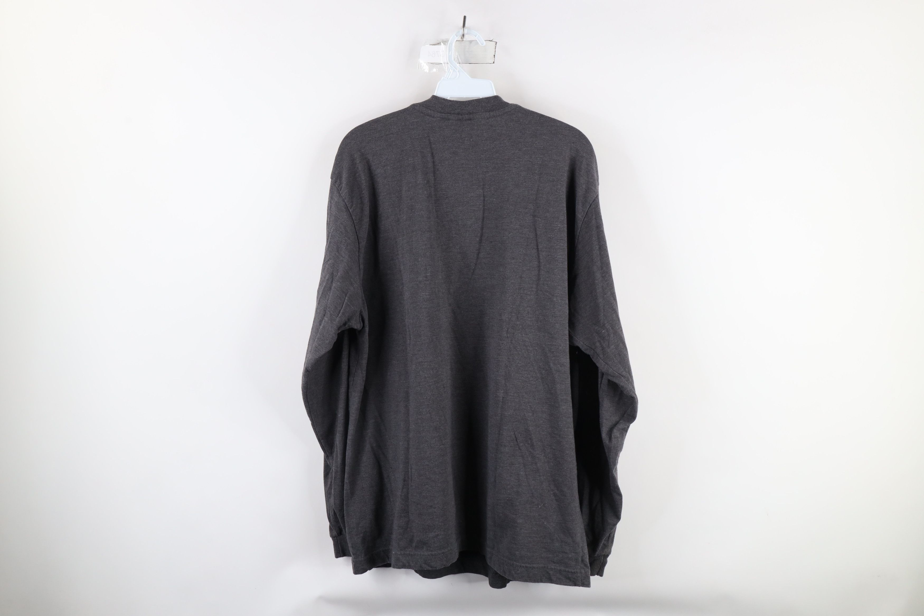 Vintage Vintage 90s Streetwear Blank Long Sleeve Henley T-Shirt Gray Size US L / EU 52-54 / 3 - 6 Thumbnail