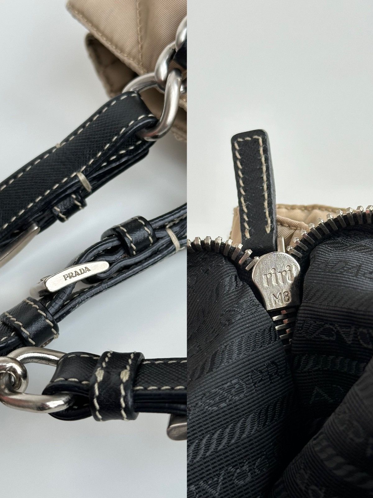 Prada Prada Quilted Chain Shoulder Bag Nylon Beige Tessuto bag Size ONE SIZE - 20 Thumbnail