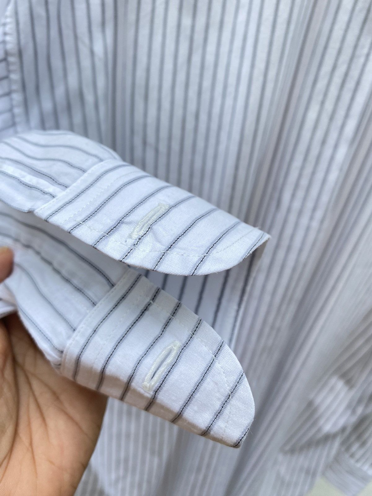 Yohji Yamamoto L.Q. Yohji Yamamoto Men White Stripes Shirt Size US L / EU 52-54 / 3 - 5 Thumbnail