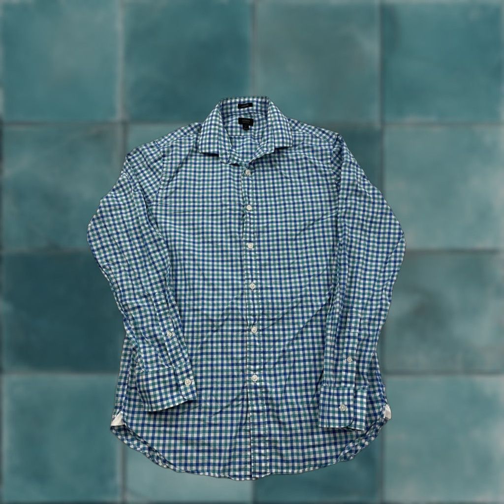 J.Crew J.Crew Shirt Men’s Medium Blue Gingham Plaid Ludlow 120’s 2 Ply Button Up Size US M / EU 48-50 / 2 - 1 Thumbnail