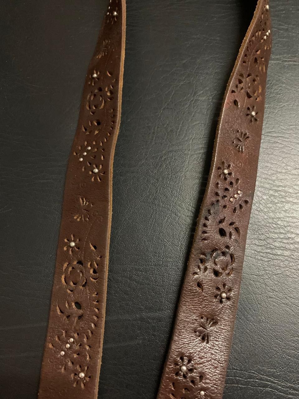 If Six Was Nine × Japanese Brand × Le Grande Bleu (L.G.B.) Brown leaf pattern leather belt Size ONE SIZE - 3 Thumbnail
