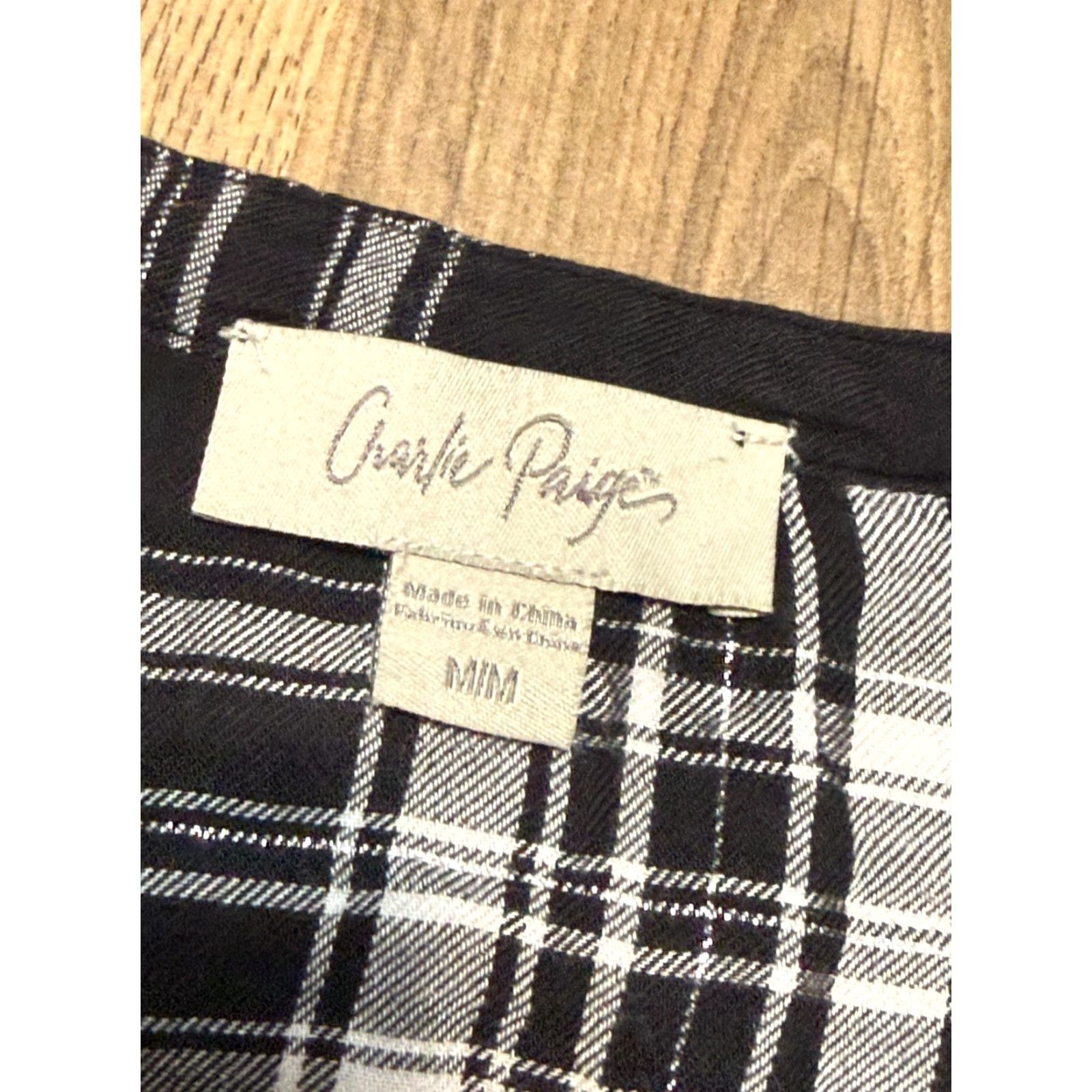 Paige Charlie Paige Shirt Womens Medium Black White Silver Plaid Long Sleeve Button Up Size M / US 6-8 / IT 42-44 - 5 Thumbnail