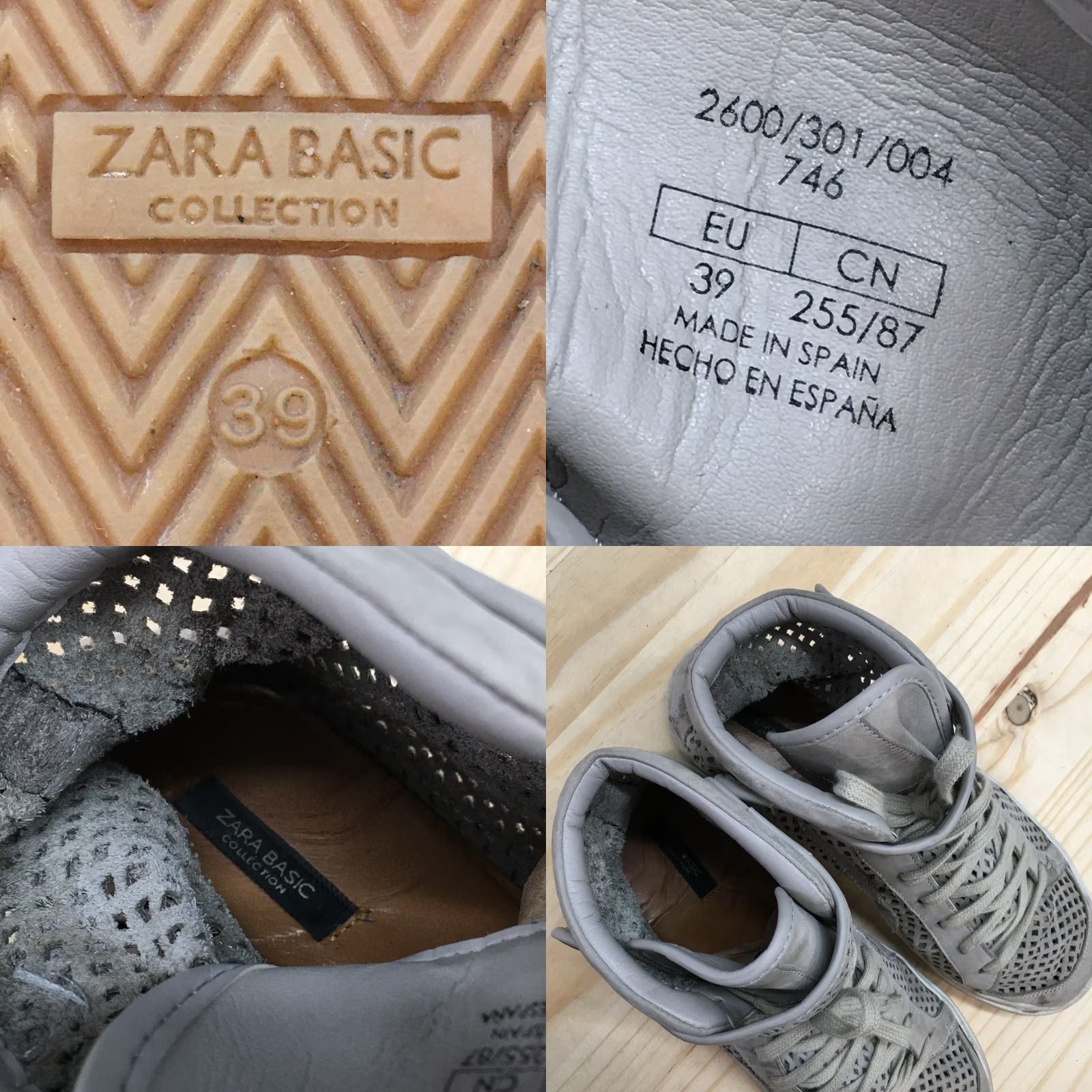 Zara Zara Basic Collection Shoes Womens 39 Hi Top Sneakers Gray Leather Lace Up Size M / US 6-8 / IT 42-44 - 9 Thumbnail