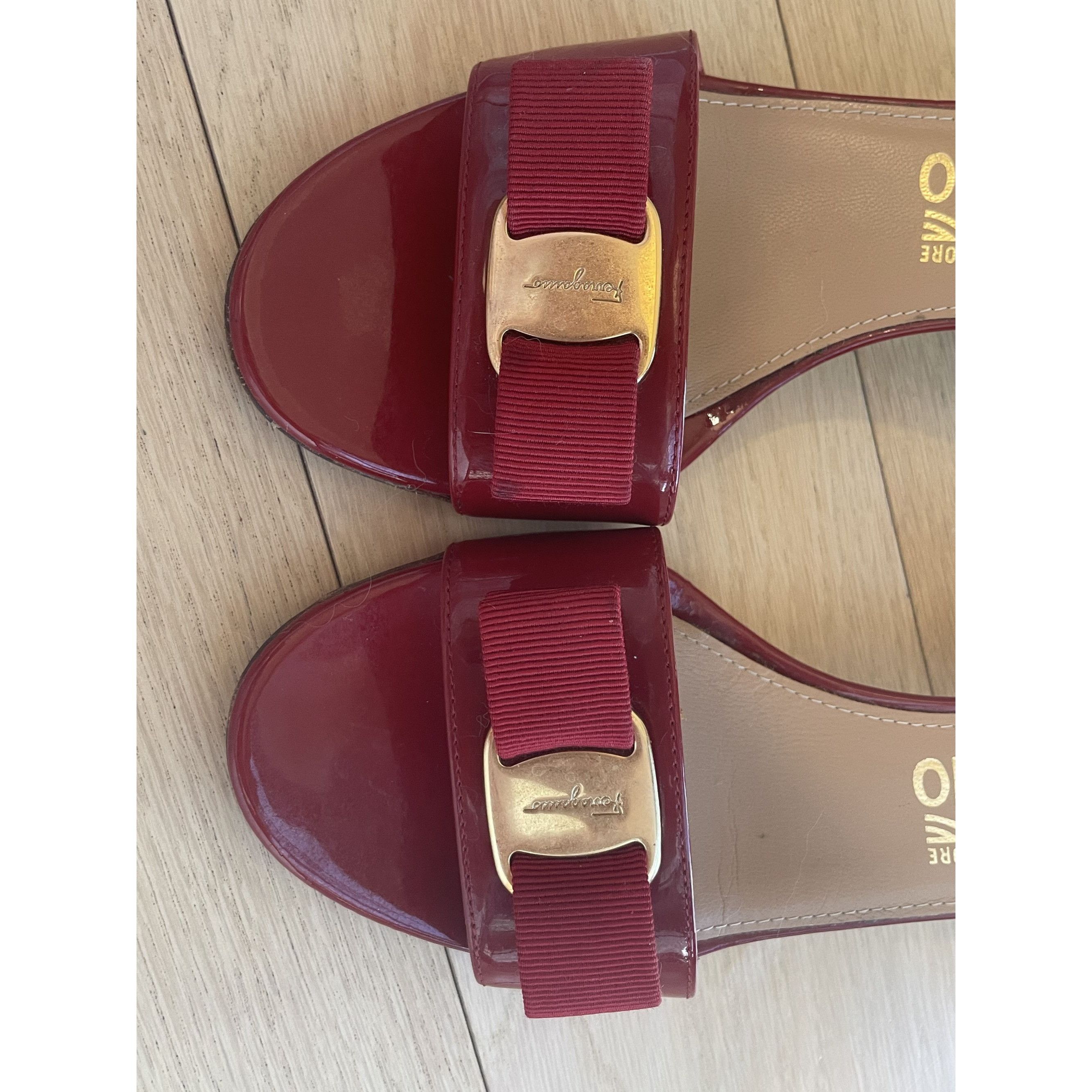 Salvatore Ferragamo Salvatore Ferragamo Red Patent Leather Heeled Sandals Womens Size US 6.5 / IT 36.5 - 5 Thumbnail