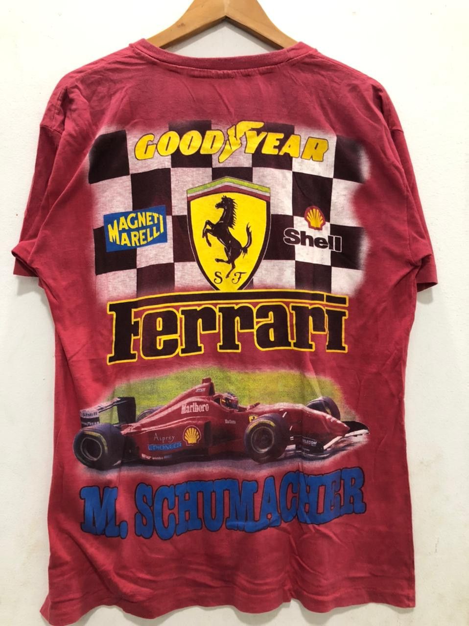 image of Vintage Ferrari T-Shirt in Red, Men's (Size XL)