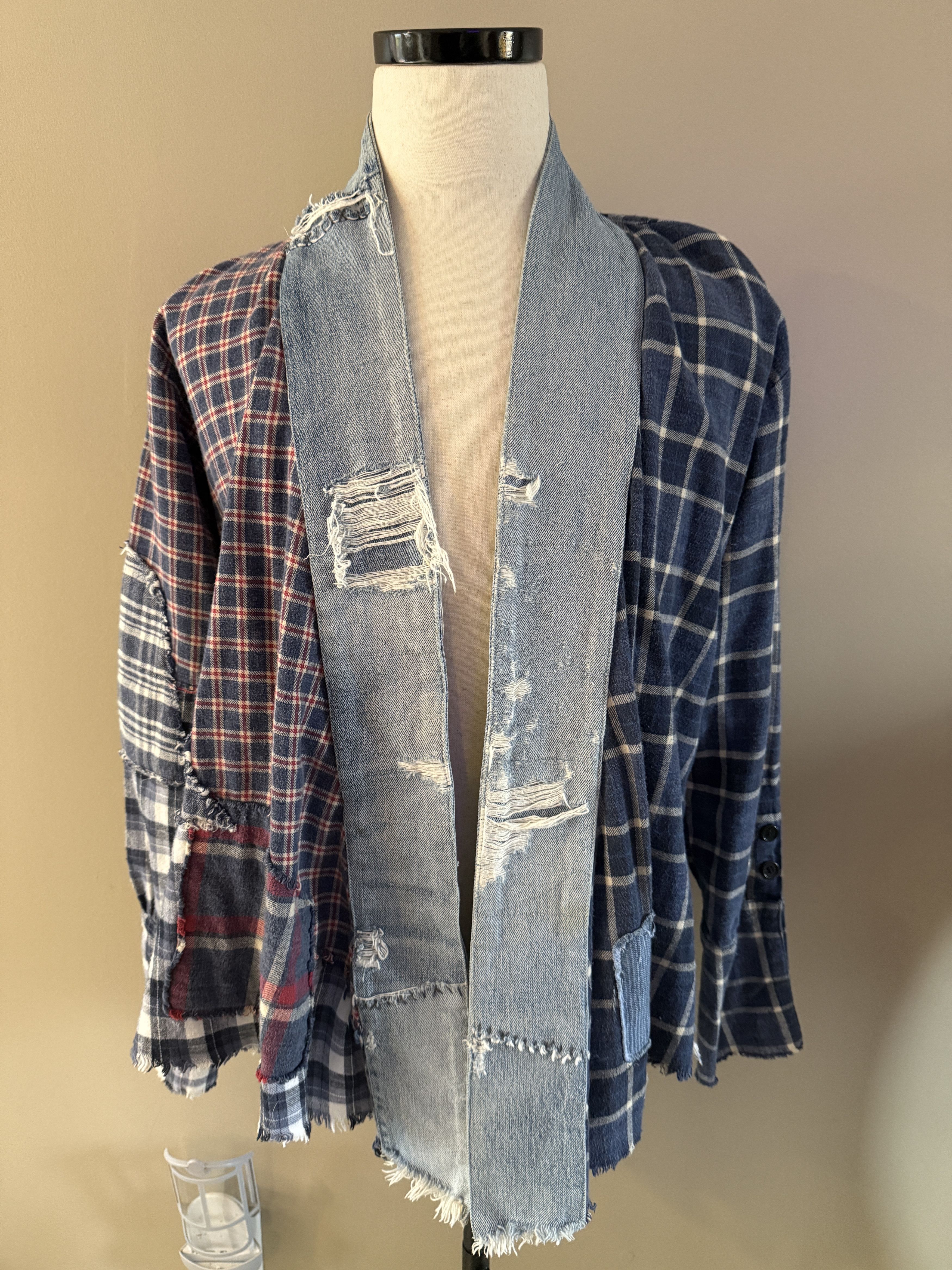 Greg Lauren Greg Lauren "Patchwork Plaid Kimono" Size US S / EU 44-46 / 1 - 1 Thumbnail