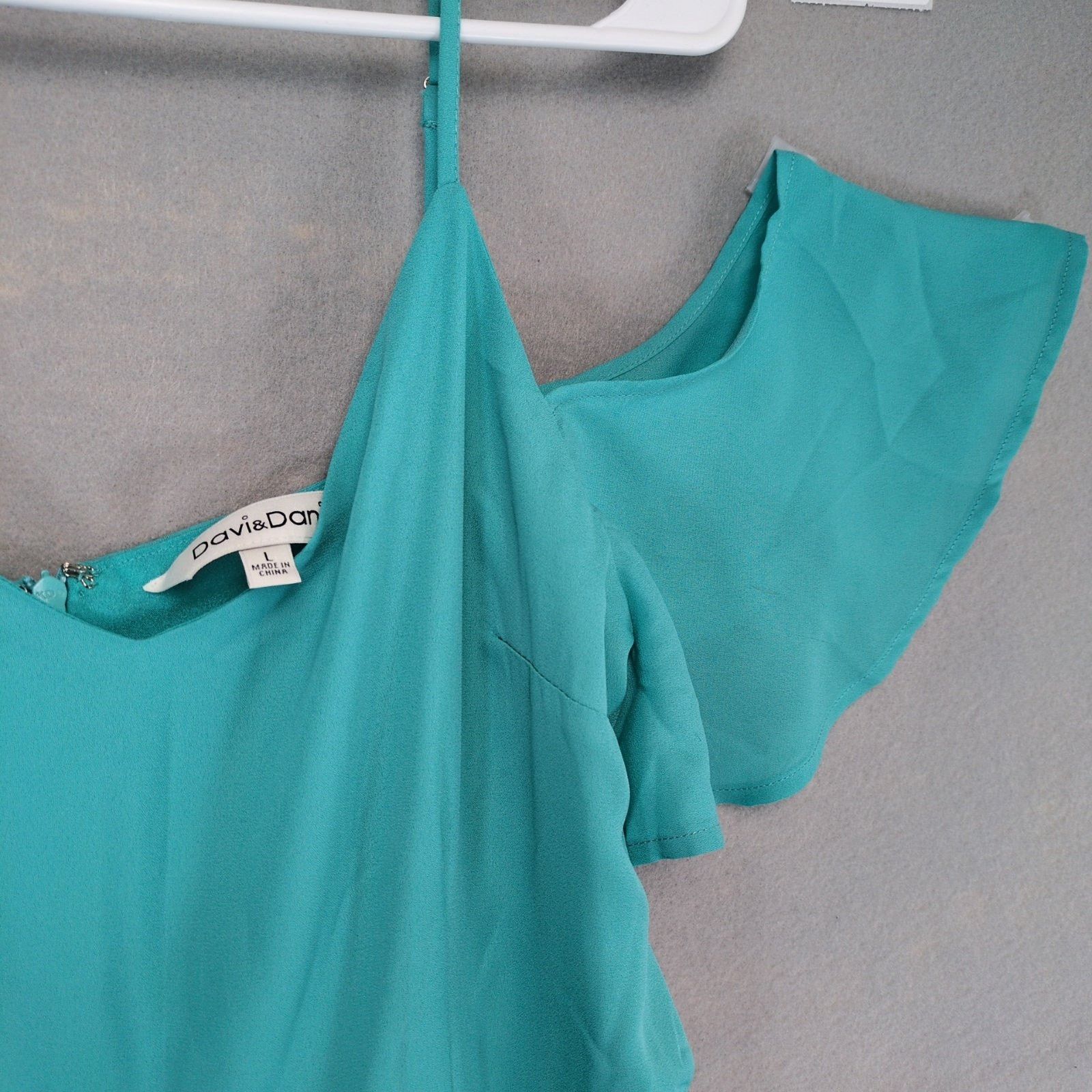 Other Davi & Dani Sz L Flutter Sleeve Teal Maxi Babydoll Dress Size L / US 10 / IT 46 - 2 Thumbnail