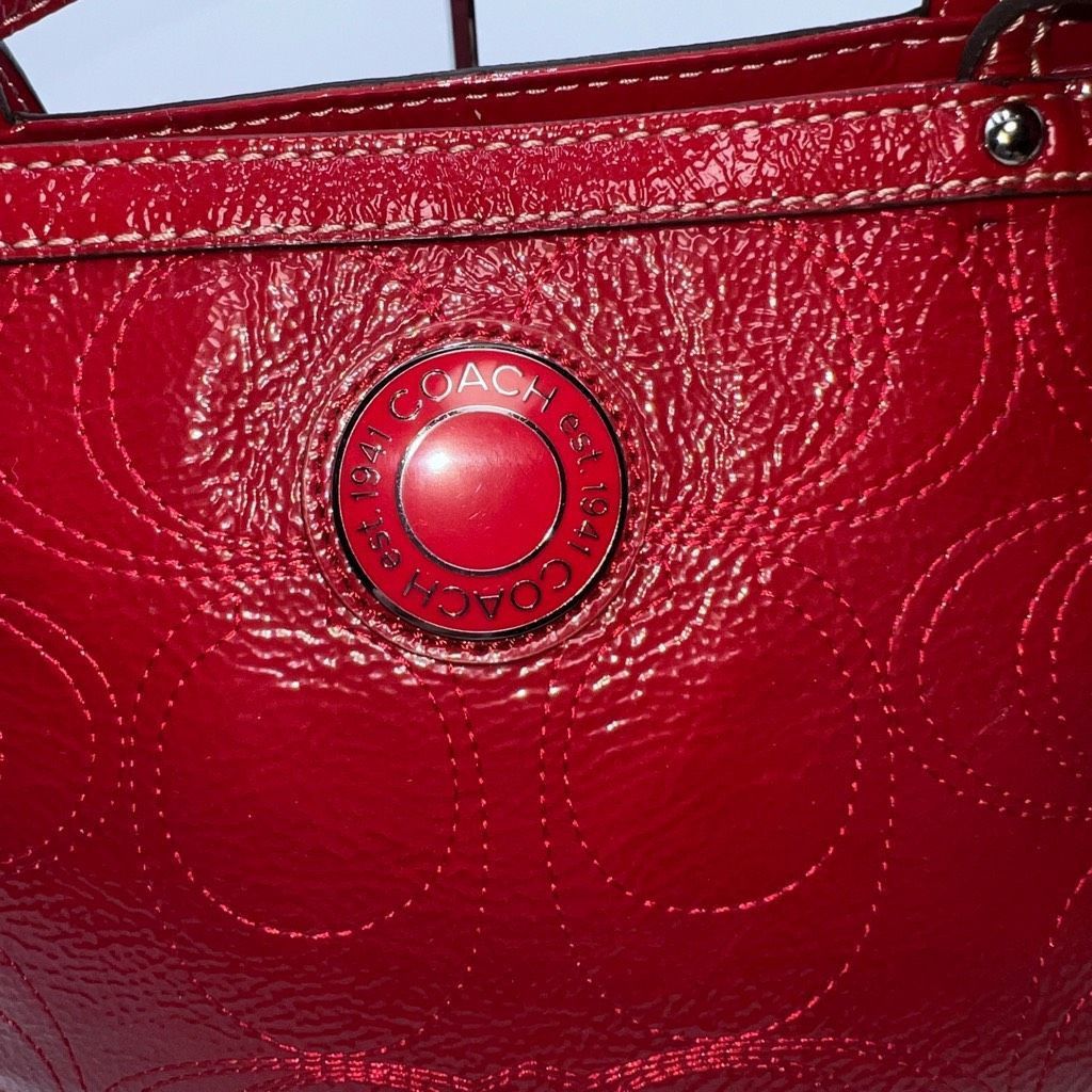 Coach Coach Vintage Red Patent Leather Signature Shoulder Bag (see photos and description) Size ONE SIZE - 5 Thumbnail