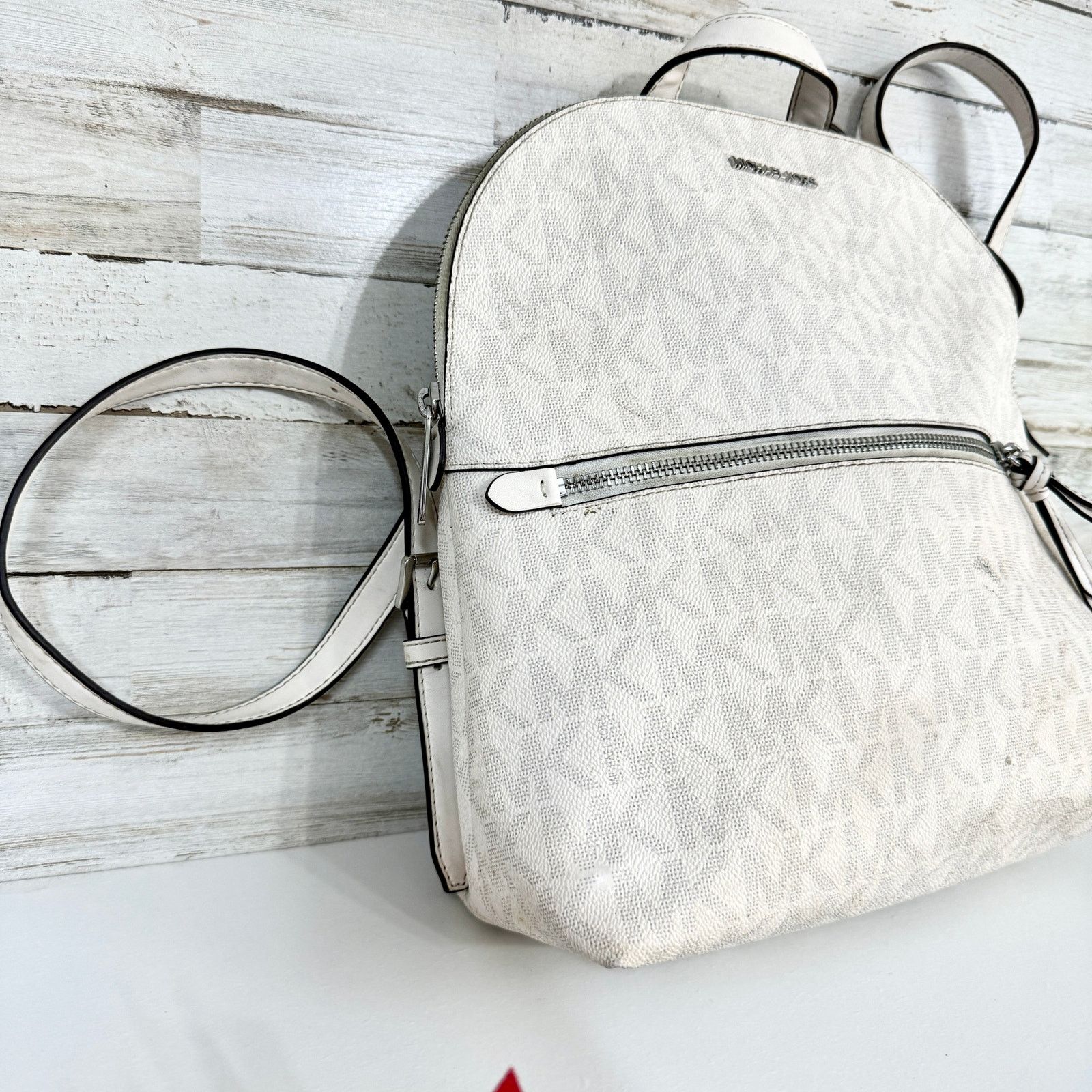 Michael Kors Michael Kors Dallas Medium Slim Backpack MK Soft Sky White Size ONE SIZE - 4 Thumbnail