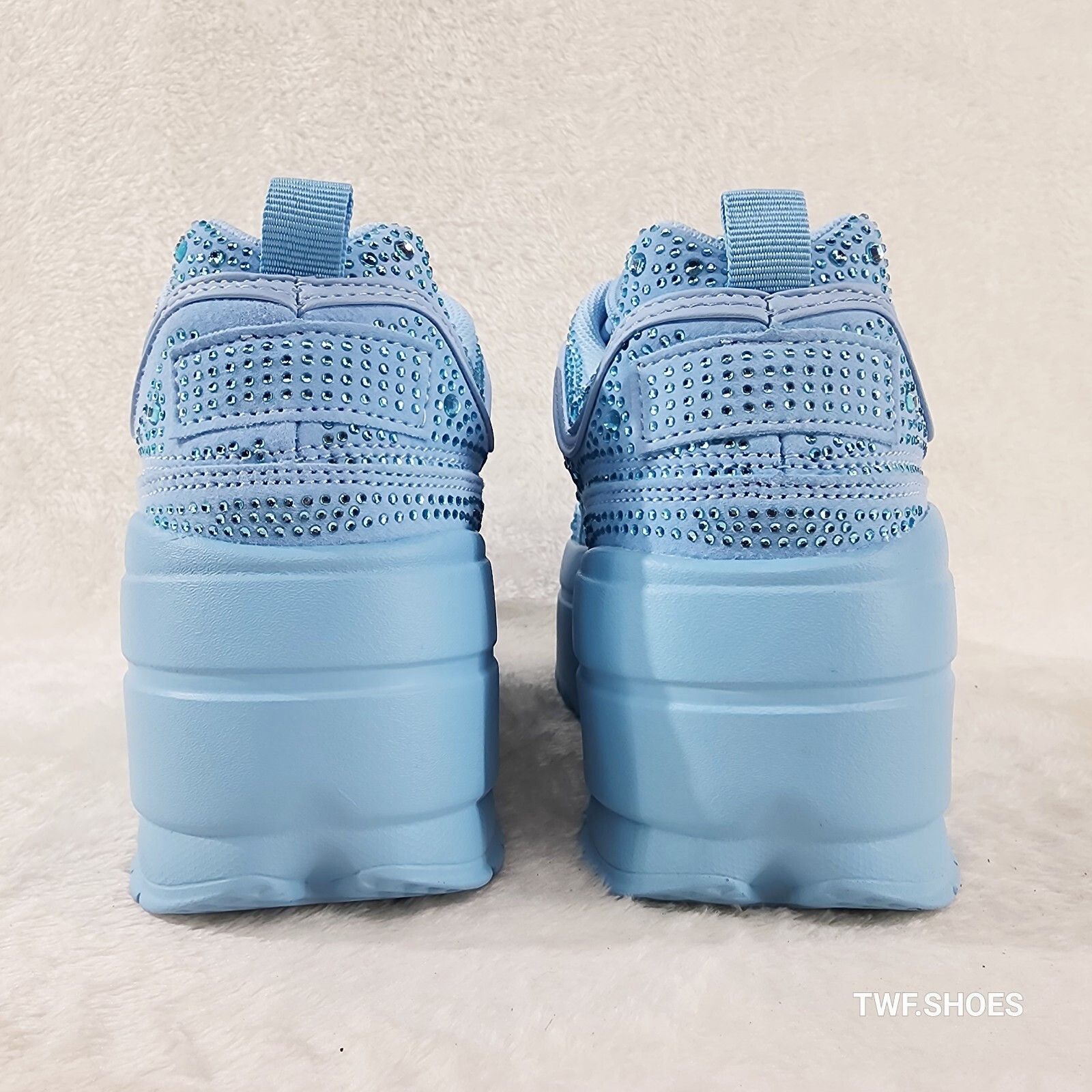 Other Ultra Cush Light Blue Rhinestone Platform Sneakers (US Shoe Size US 8 / IT 38 - 4 Thumbnail