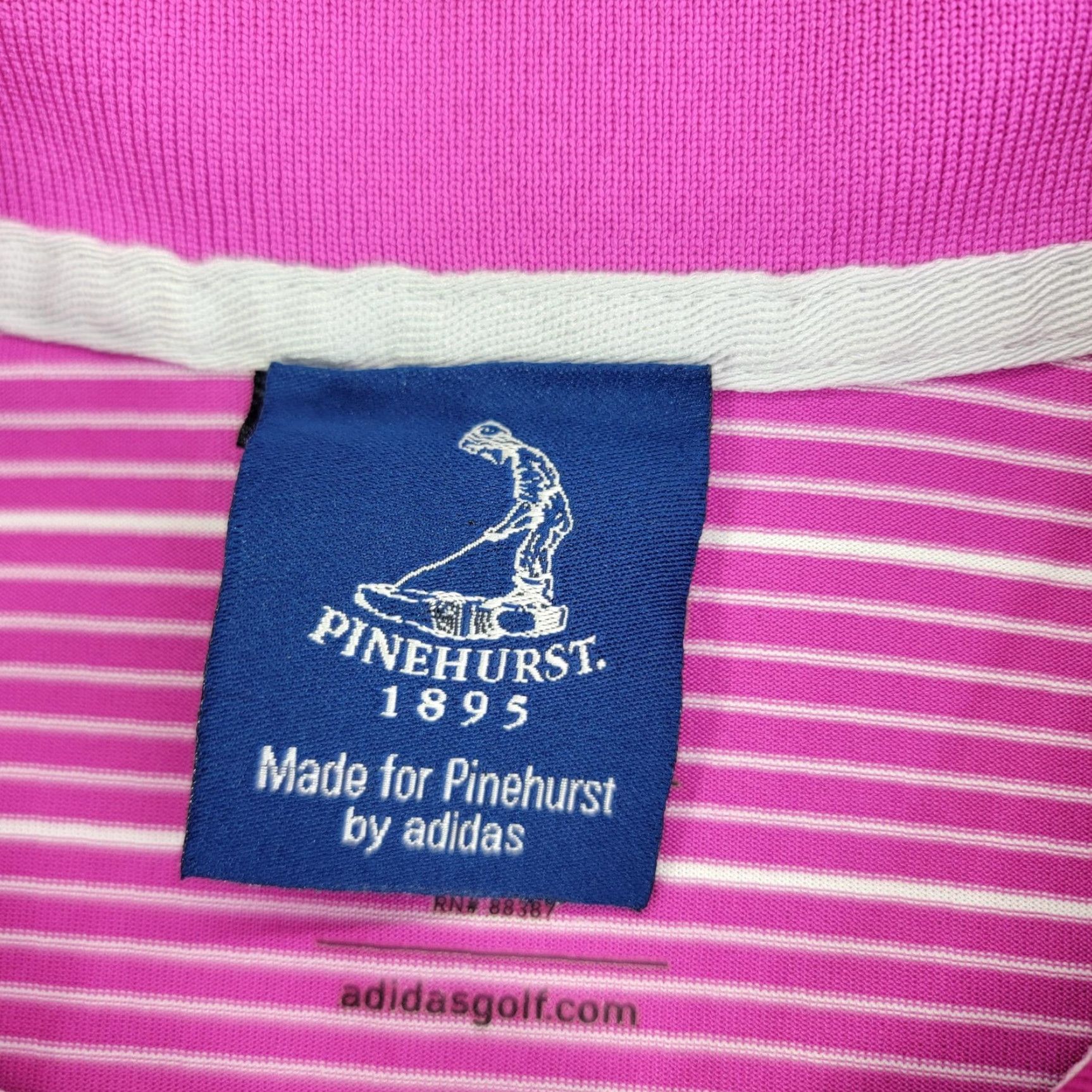Adidas Adidas Polo Shirt Mens Large Pink Striped Climalite Pinehurst 1895 Golf Logo Size US L / EU 52-54 / 3 - 3 Thumbnail