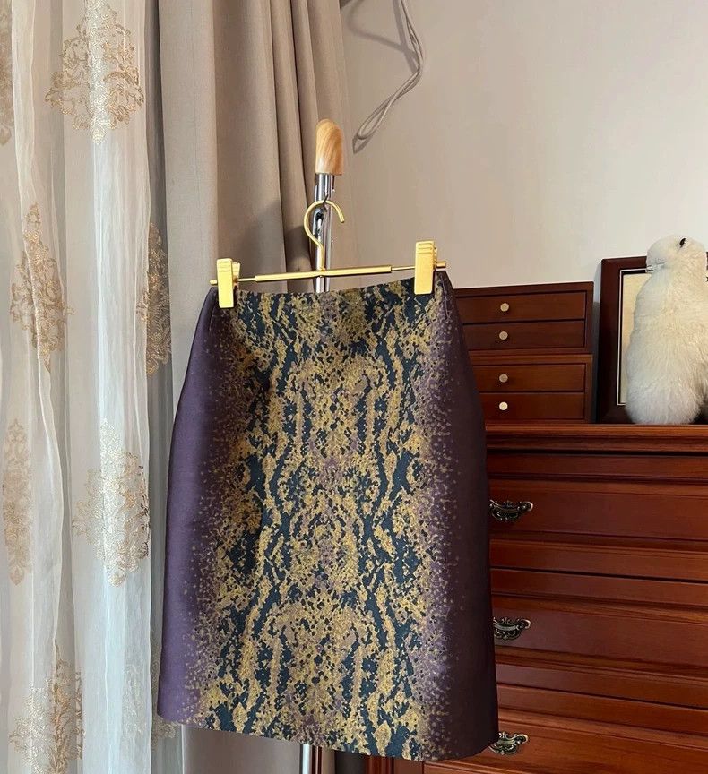 Dries Van Noten dries van noten size:38 Purple and gold patterned printed Size 31" - 1 Thumbnail