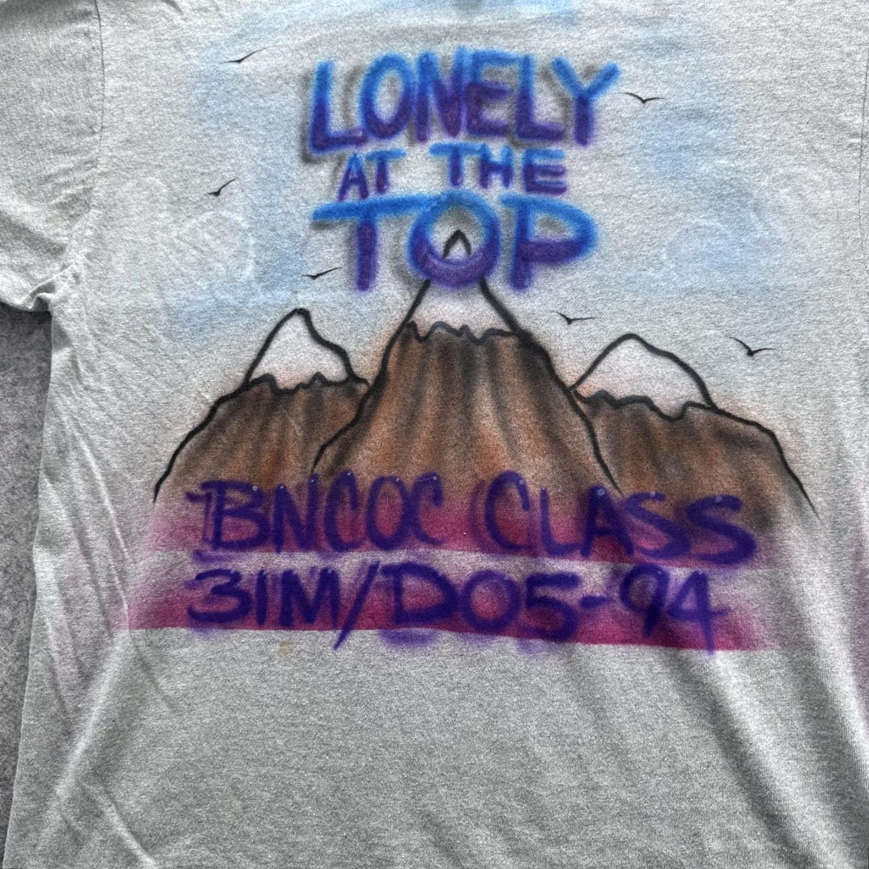 Hanes VINTAGE Hanes T-Shirt Mens XL Gray Sleepy Lonely At The Top BNCOC Military 90s Graphic Print Crew Neck Short Sleeve Size US XL / EU 56 / 4 - 2 Thumbnail