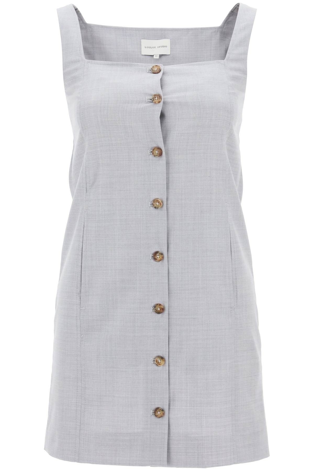 image of Loulou Studio Buttoned Pinafore Dress in Grigio, Women's (Size Medium)