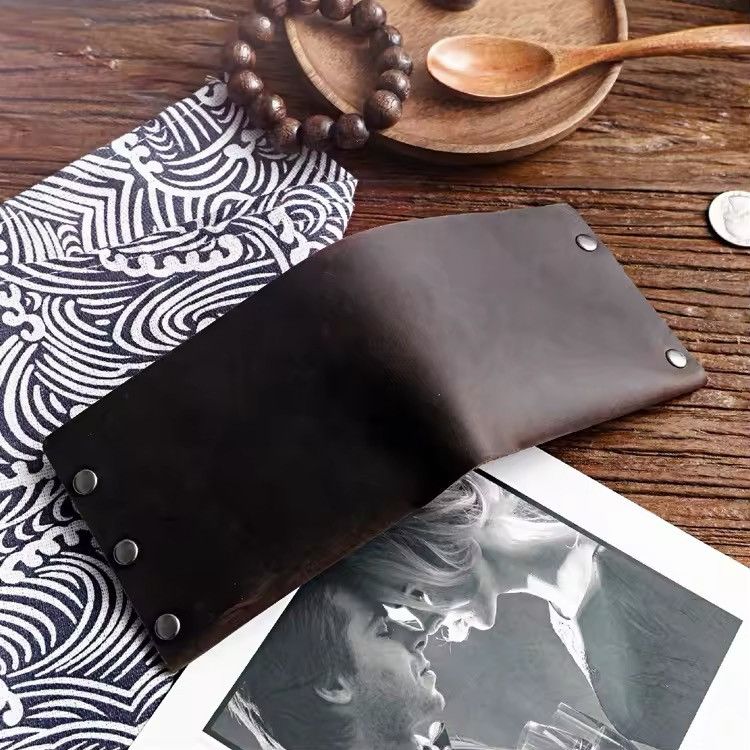 Leather Handmade Real Genuine Leather Brow Wallet Size ONE SIZE - 3 Thumbnail