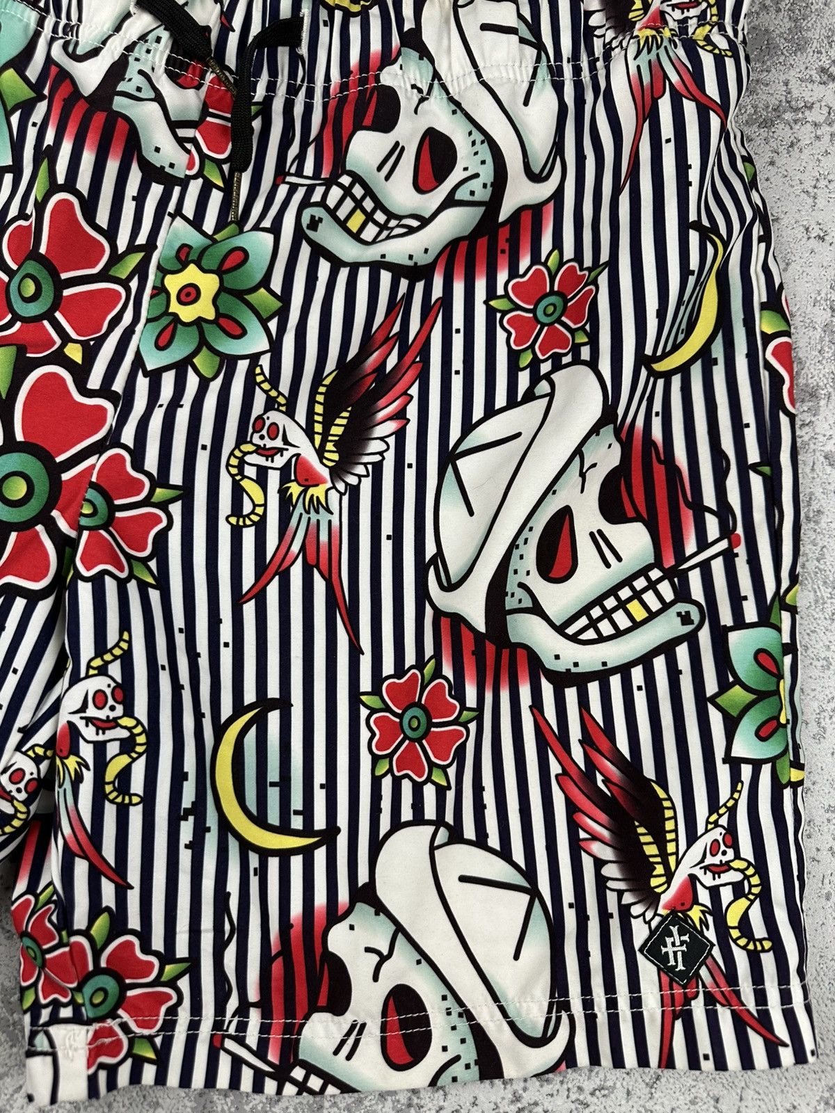 Iron Fist Iron Fist Tattoo Swim Shorts – Skull Flower Print Size US 34 / EU 50 - 2 Thumbnail