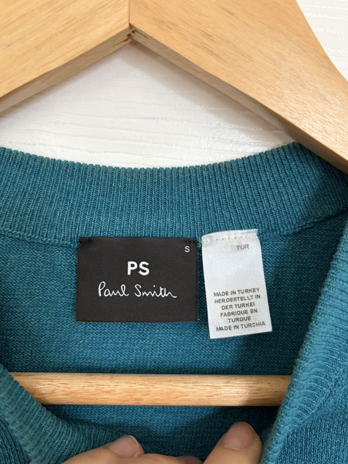Paul Smith PS Paul Smith ColorBlock Cotton Blend Sweater Turquoise Blue Size US S / EU 44-46 / 1 - 3 Thumbnail