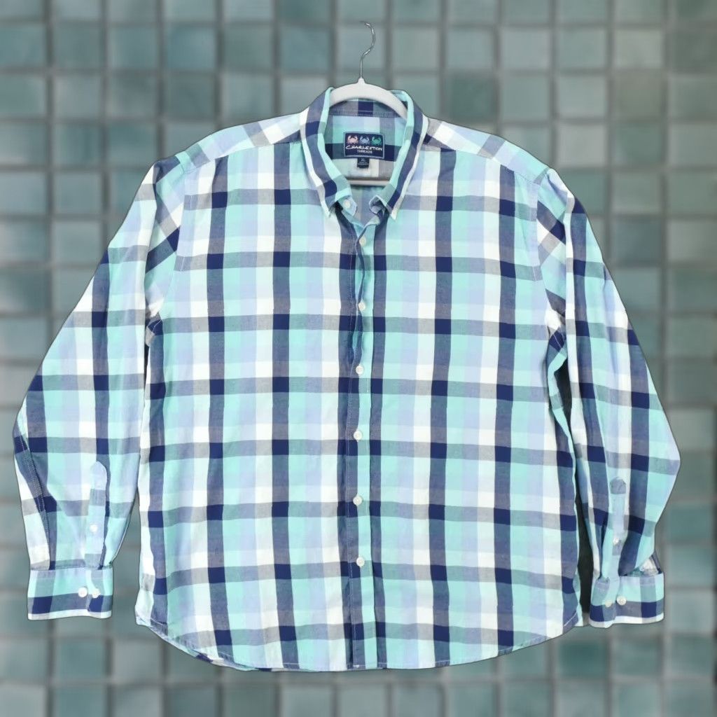 Vintage Charleston Threads Shirt Mens Extra Large Long Sleeve Button Up Blue Plaid Size US XL / EU 56 / 4 - 1 Thumbnail