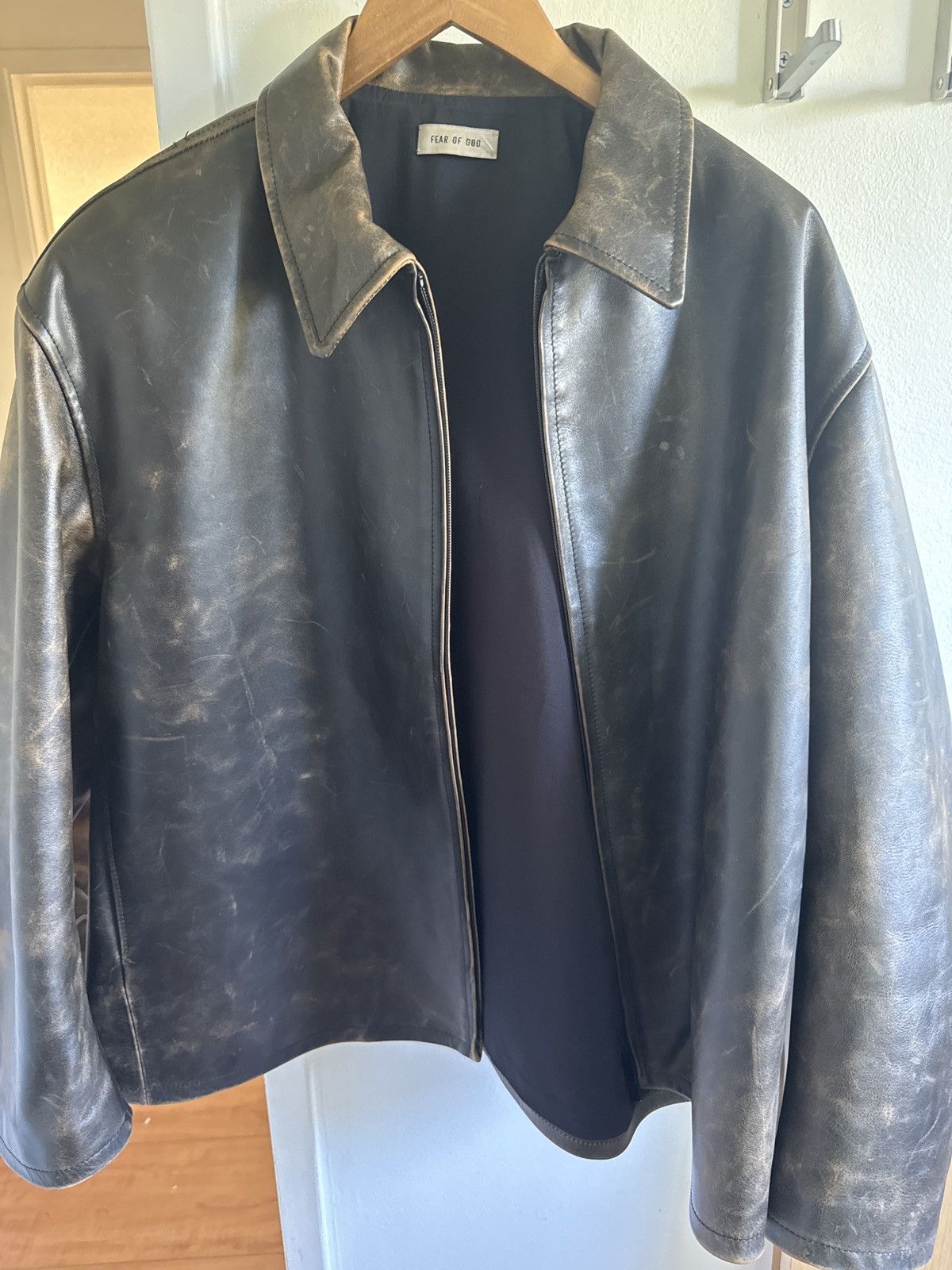 Fear of God Rider Oversized Distressed Leather Jacket Size US M / EU 48-50 / 2 - 7 Thumbnail