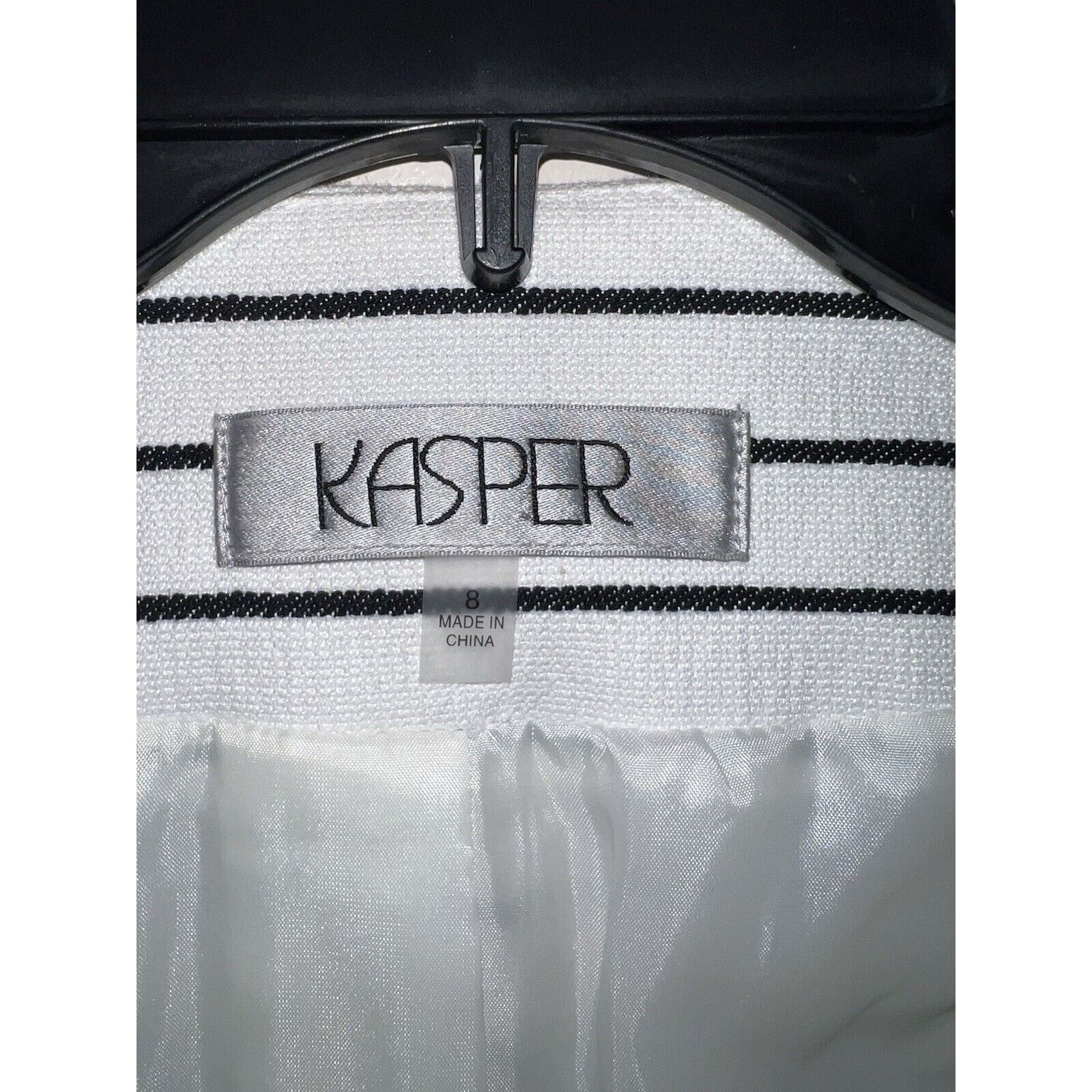 The Unbranded Brand Kasper Open-Front Blazer Jacket Women's Size 8 White Striped Size M / US 6-8 / IT 42-44 - 5 Thumbnail
