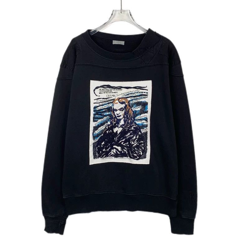 Dior Black pattern printed round-neck cotton long-sleeved s