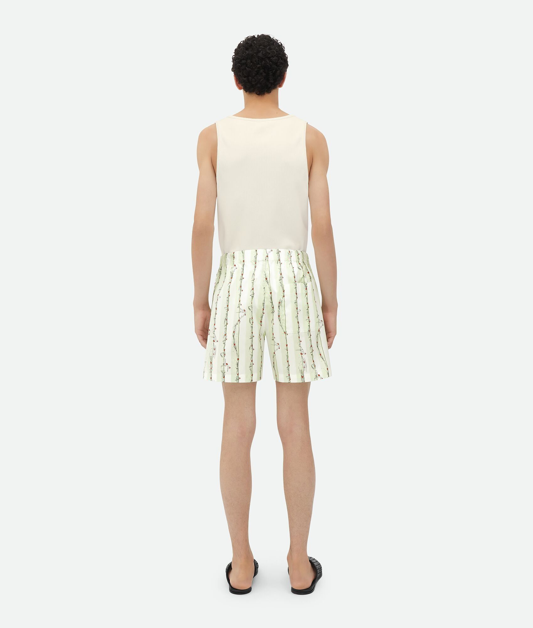 Bottega Veneta o1bcso1str0725 Printed Cotton Shorts in Light Cyan/Red Size US 32 / EU 48 - 3 Thumbnail