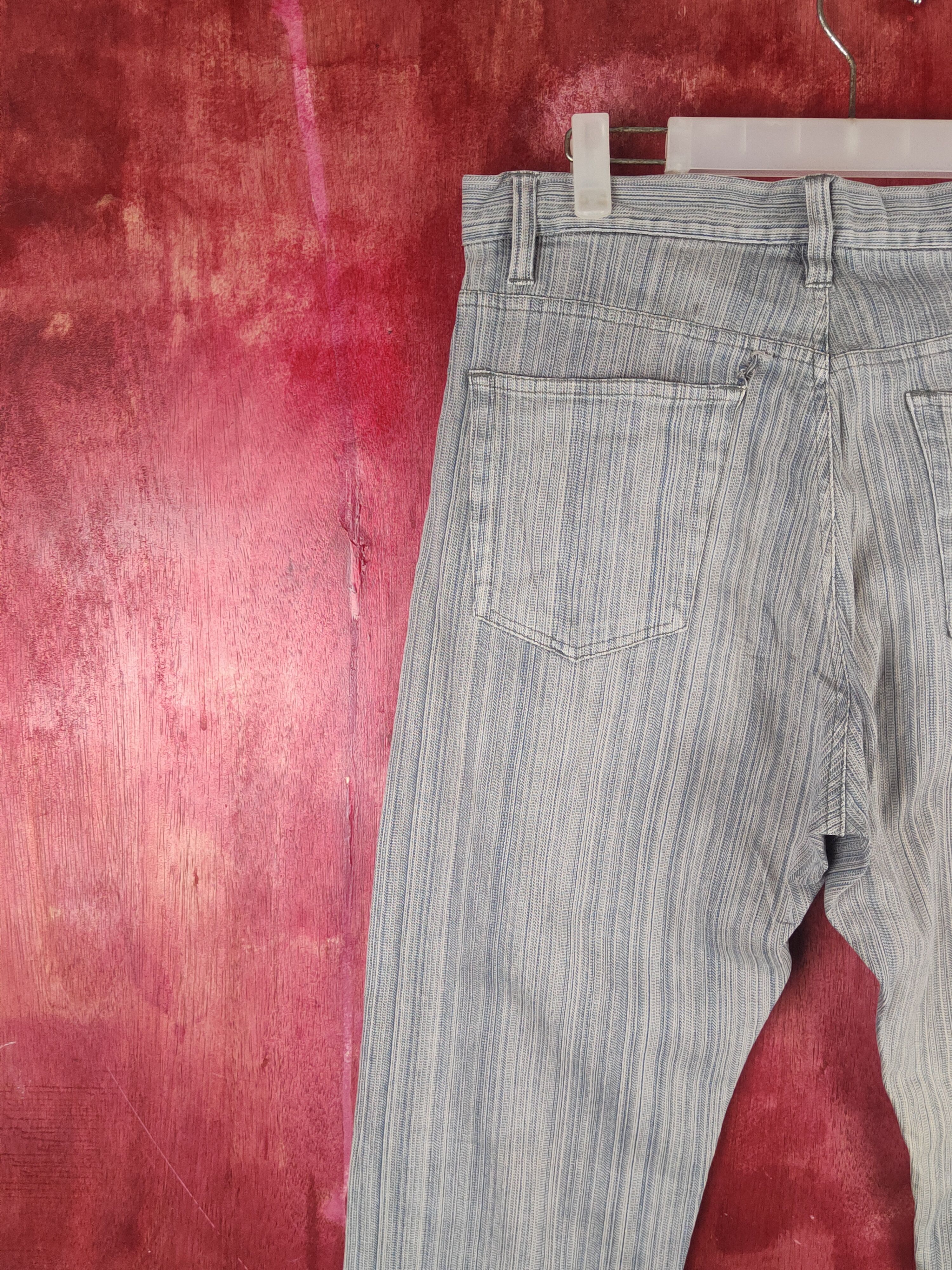 Japanese Brand Root Three Blue White Stripe Distressed Ripped Jeans #S2371 Size US 32 / EU 48 - 9 Thumbnail