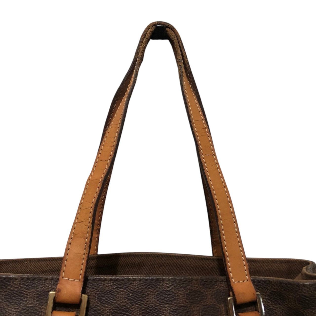 Celine × Vintage Vintage Celine Macadam Shoulder Tote Bag Leather Beige Size ONE SIZE - 5 Thumbnail