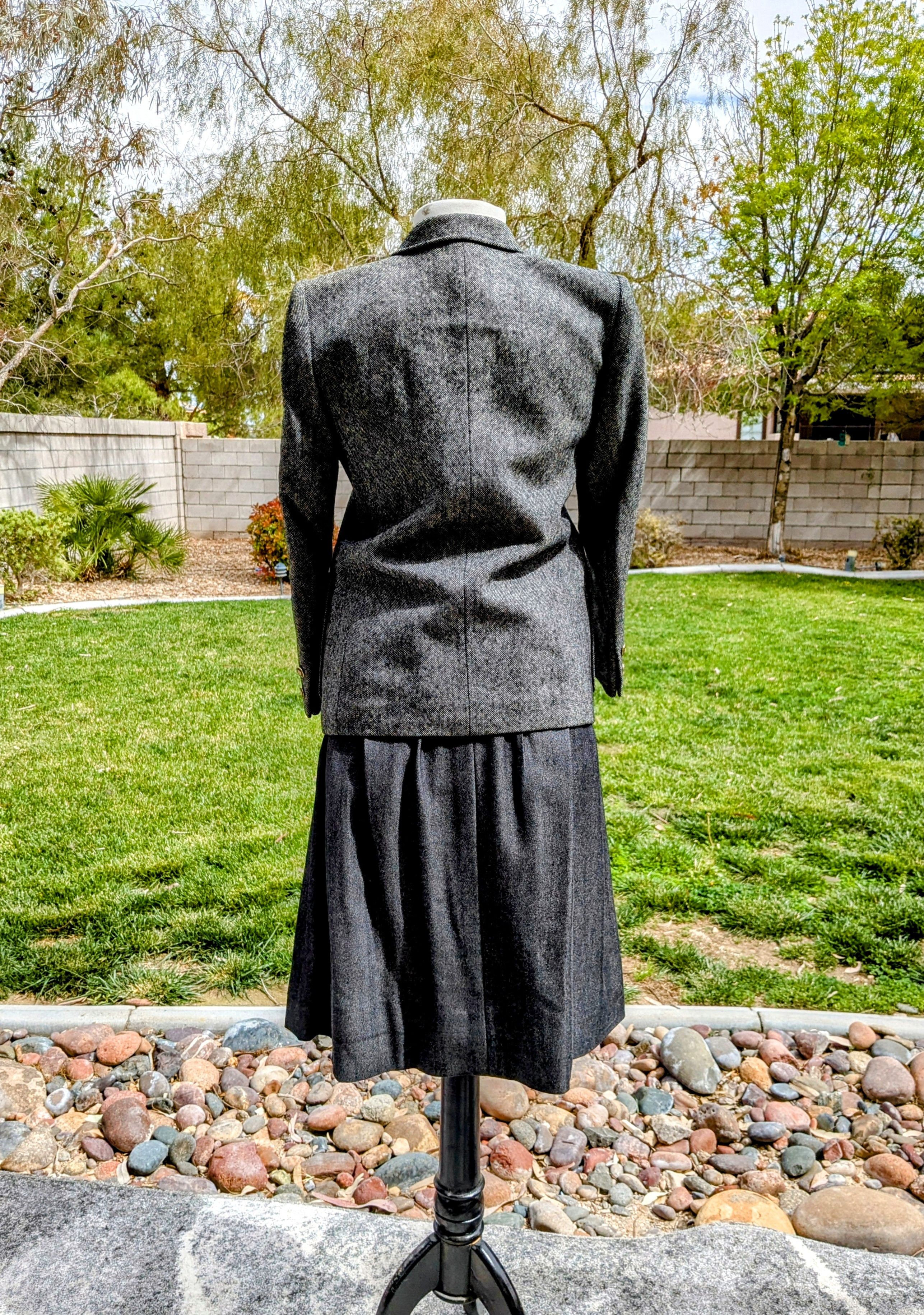 Vintage Vintage Gray Classic 2pc Bon Plan Blazer+Maxi Skirt Suit Size M / US 6-8 / IT 42-44 - 2 Thumbnail