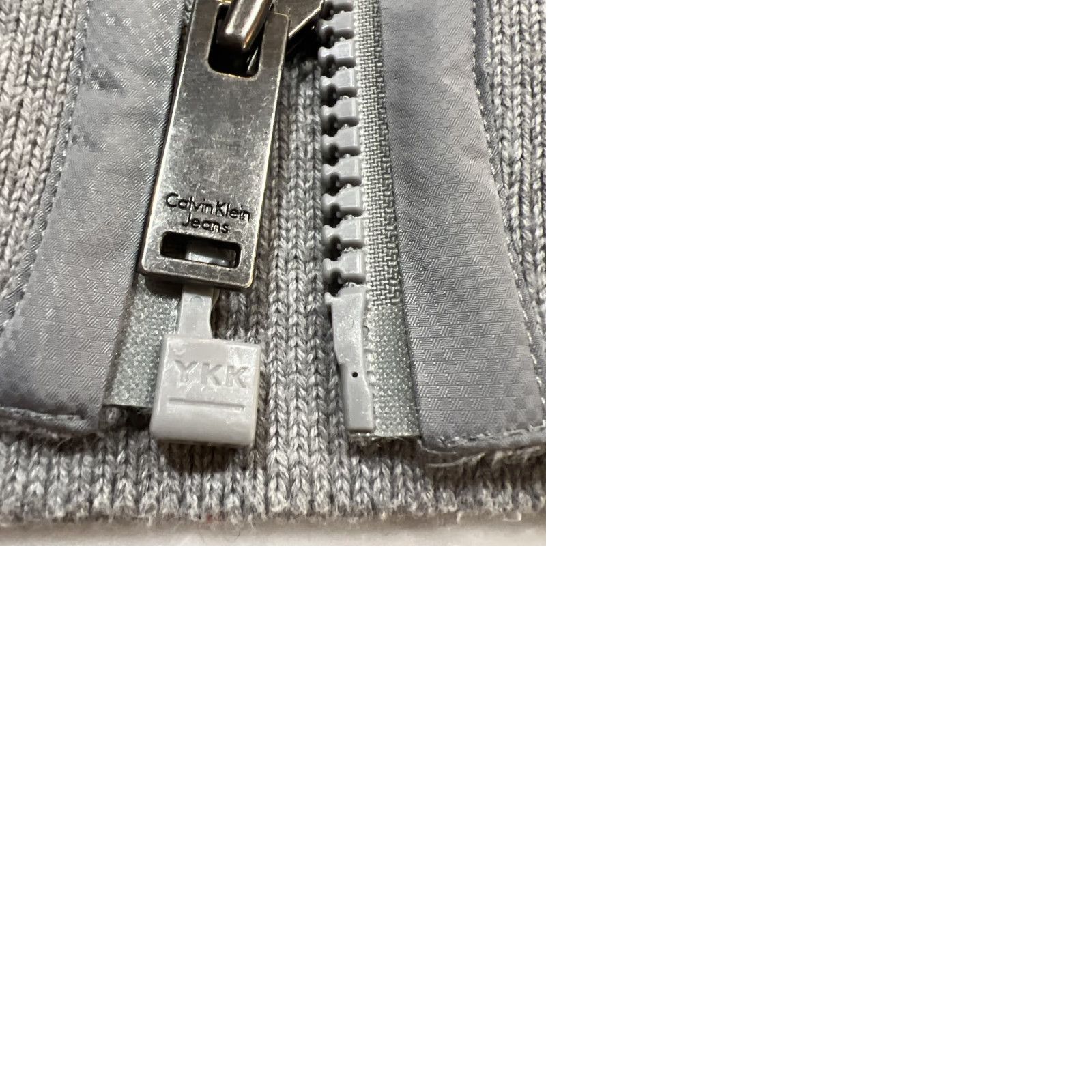 Calvin Klein VINTAGE Calvin Klein Sweater Men L Ribbed Knit Cotton Mock Neck Full Zip Jacket Gray Size US L / EU 52-54 / 3 - 10 Thumbnail