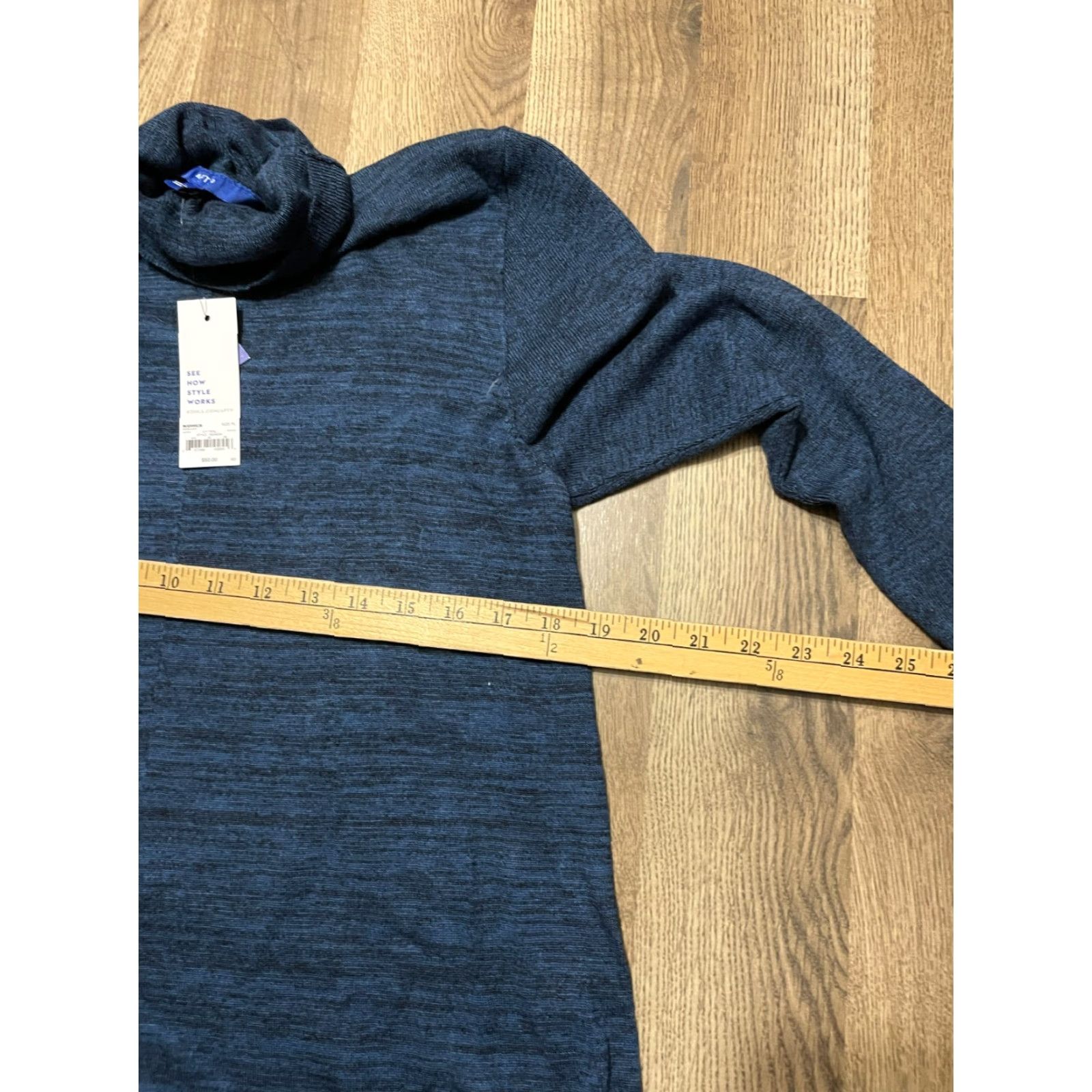 Apt. 9 Apt. 9 Dress Women Petite Large Blue Turtleneck Long Sleeve Knee Length NWT Solid Free Return Size L / US 10 / IT 46 - 5 Thumbnail