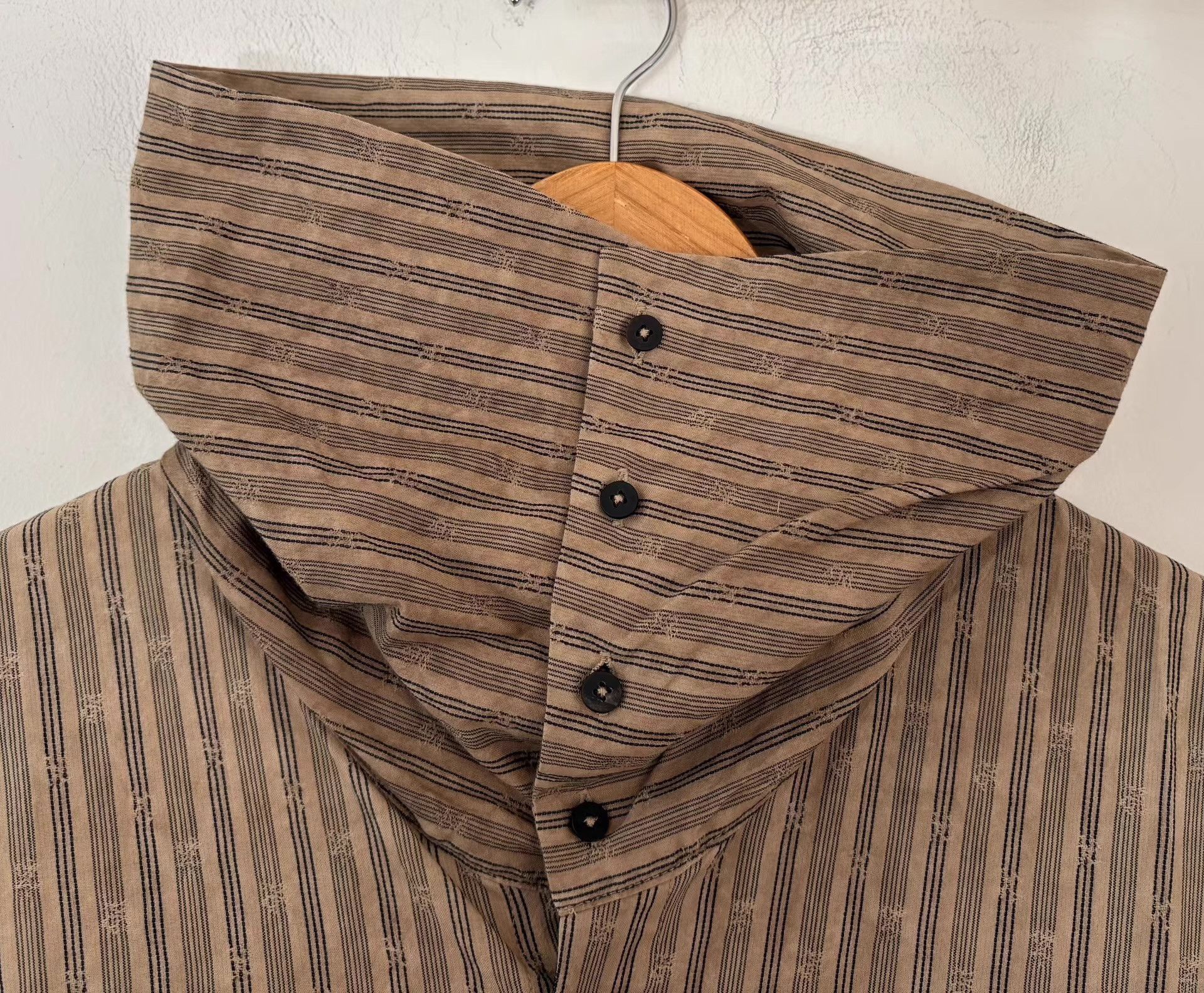 Ziggy Chen Striped High Collar Long Sleeve Button-Up Shirt Size US S / EU 44-46 / 1 - 6 Thumbnail