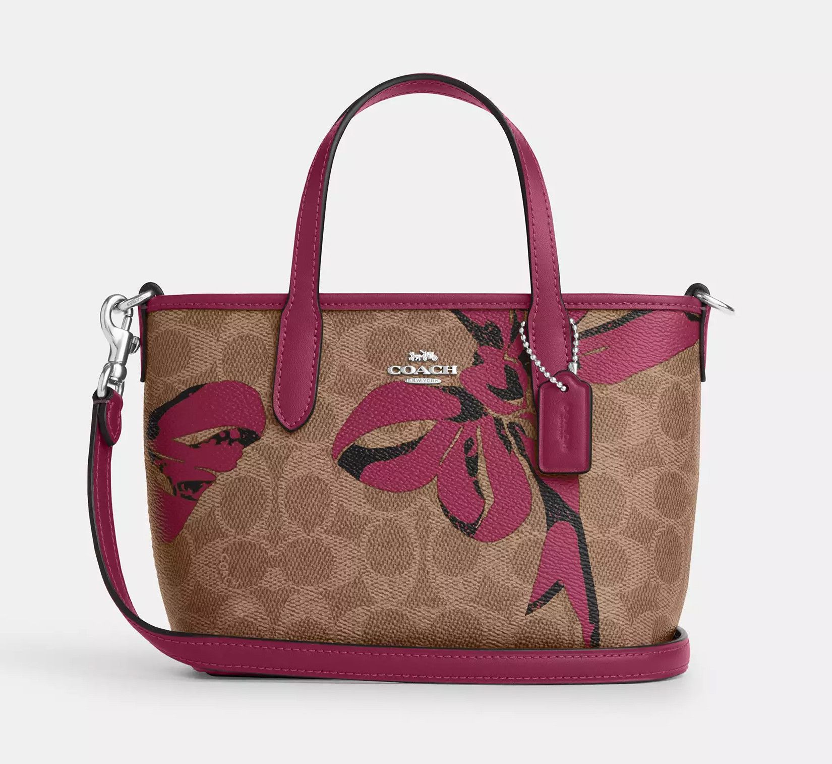 Coach City Mini Tote Bag In Signature Canvas With Bow Print CY736 Size ONE SIZE - 6 Thumbnail