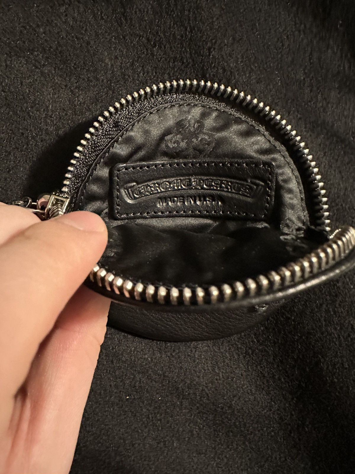 Chrome Hearts Chrome Hearts Leather Coin Purse w/ Clip Chain – Black Size ONE SIZE - 11 Thumbnail