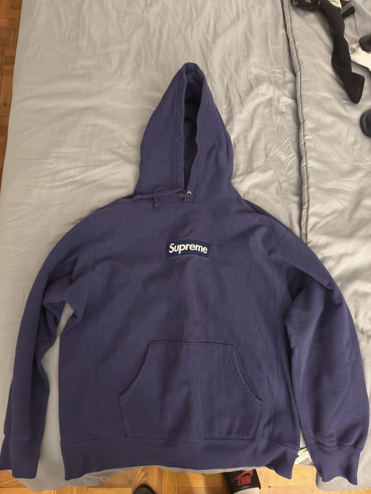 supreme box logo hoodie washed navy