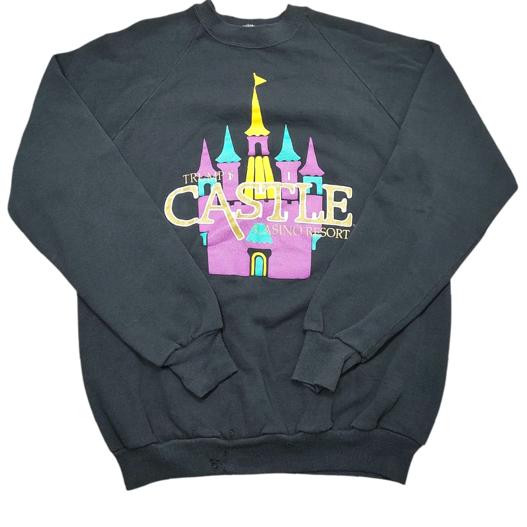 Jerzees VINTAGE 90s Trump Castle Casino Resort Sweatshirt Crewneck Mens L Black JERZEES USA Patriotic Logo Pullover Knit Cotton Polyester Made in USA Size US L / EU 52-54 / 3 - 2 Thumbnail