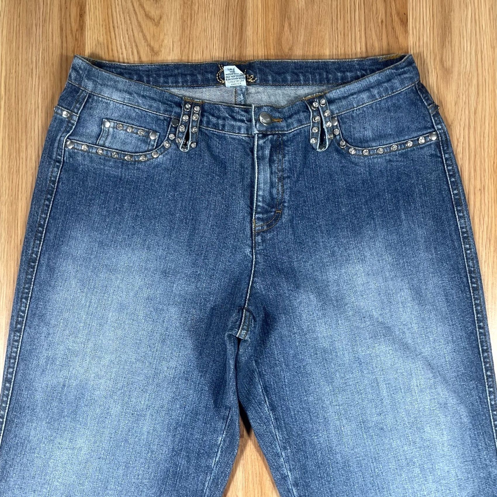 Vintage VINTAGE Caché Jeans Womens 10 Stretch Bootcut Mid Rise Blue Denim Cotton Spandex Blend Jeans Mens Womens BOOT CUT 30in 10.5in Leg Opening 10 Womens Size 32" / US 10 / IT 46 - 2 Thumbnail