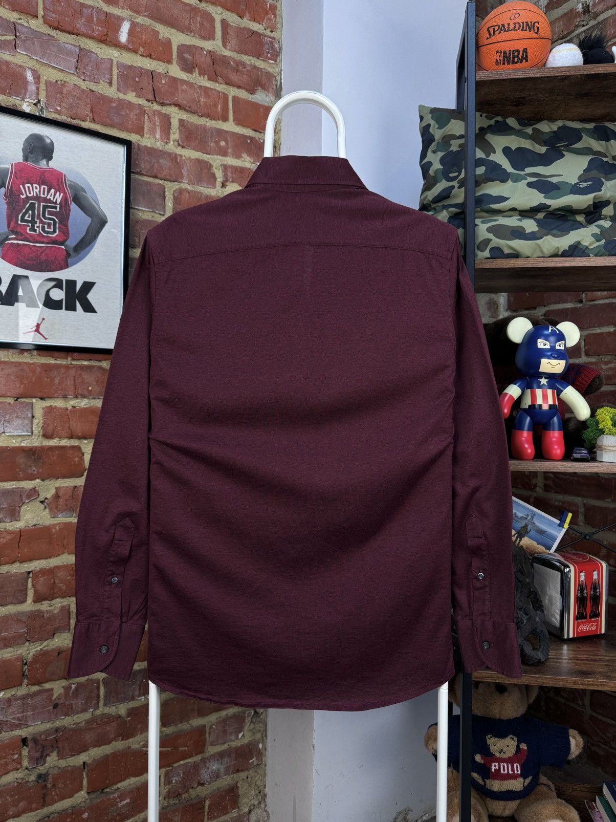 Boggi × Designer BOGGI Milano Burgundy Casual Slim Fit Long Sleeve Shirt Size US M / EU 48-50 / 2 - 13 Thumbnail