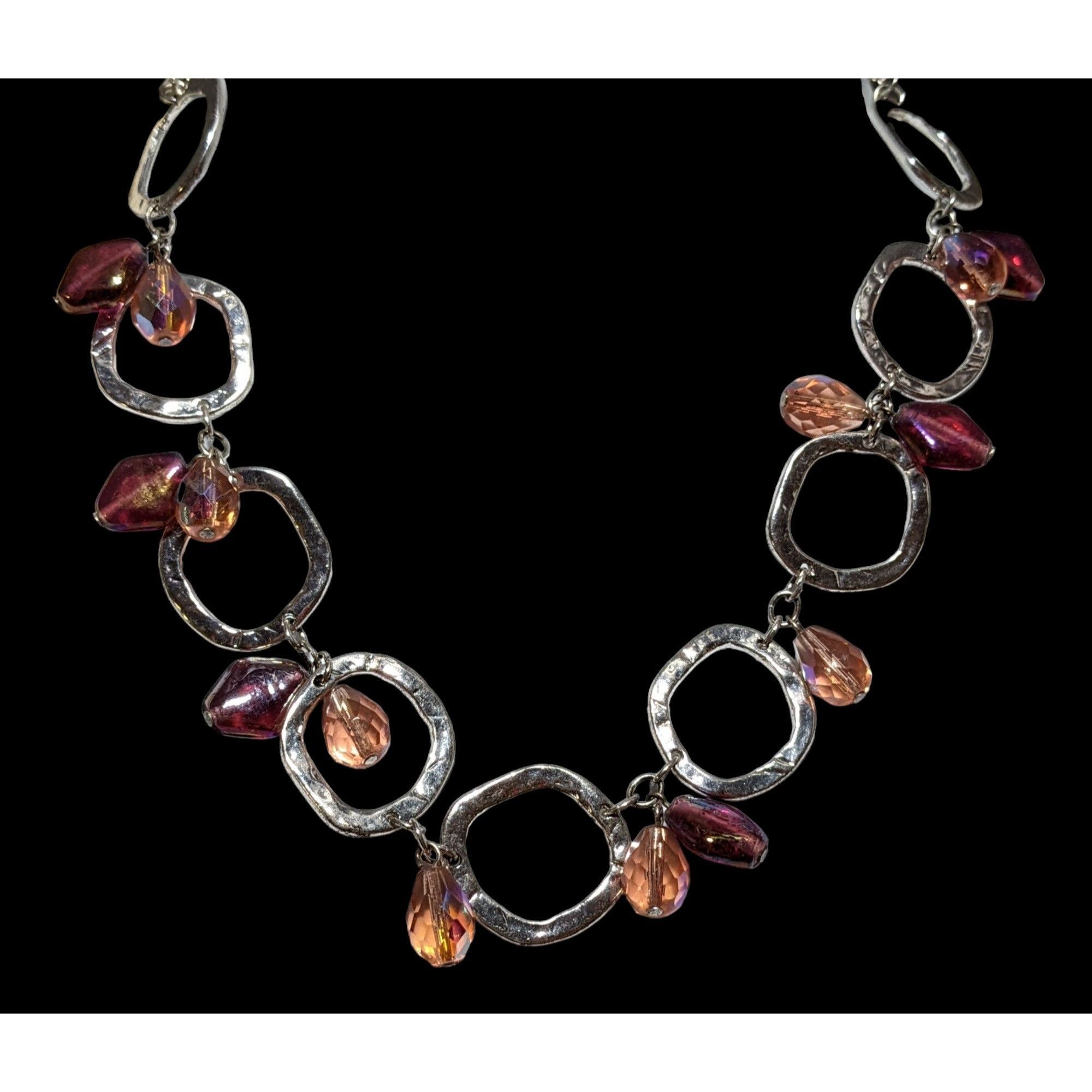 Other Pink And Silver Abstract Link Beaded Necklace Size ONE SIZE - 2 Thumbnail