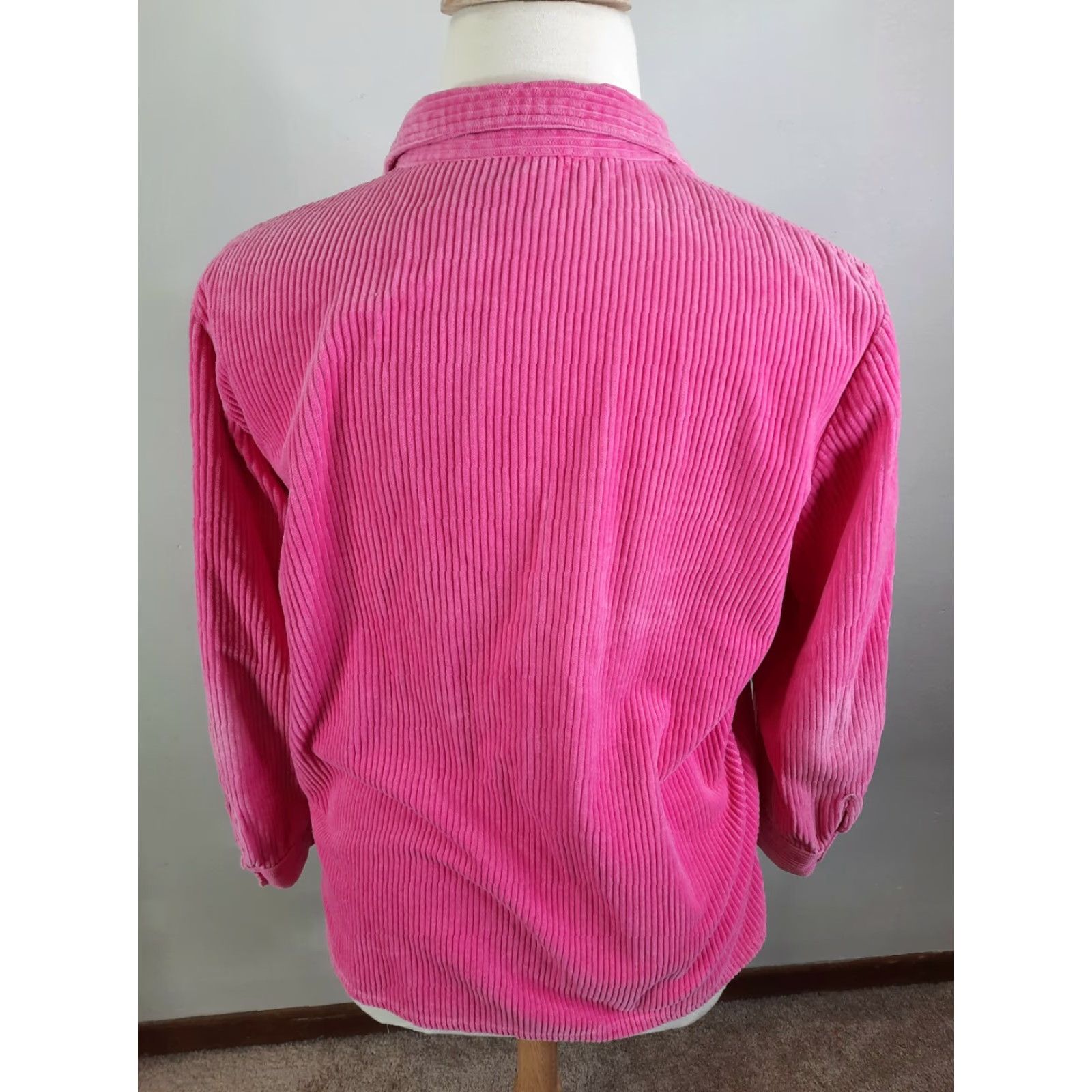 Pinko VINTAGE Cotton Corduroy Button-Up Shirt Pink Long Sleeve Relaxed L Women's 90s Theme Mens Girls Size L / US 10 / IT 46 - 7 Thumbnail