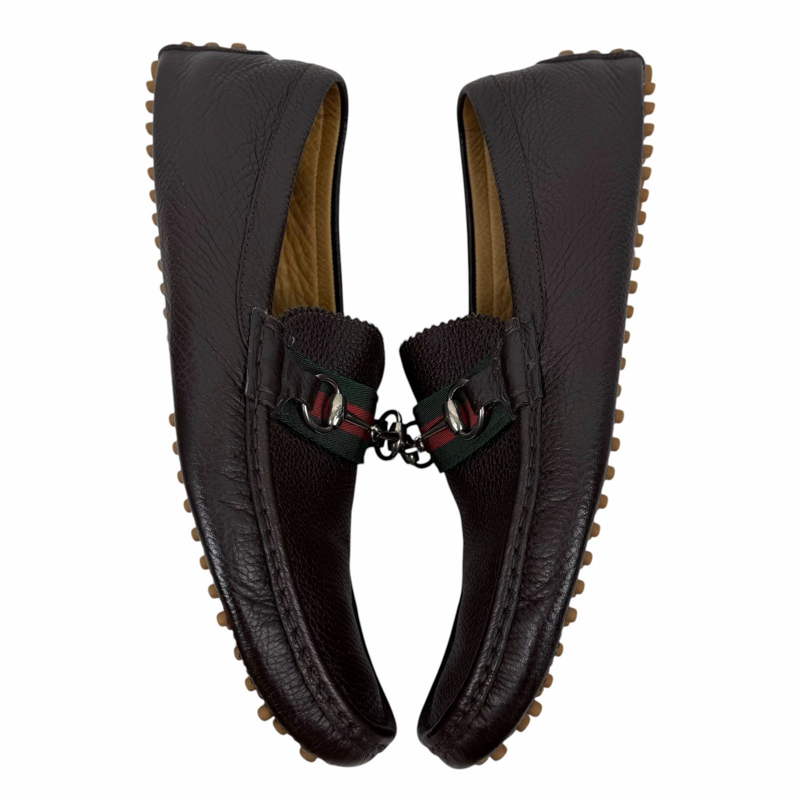 Gucci Horsebit Web Leather Driver Loafer Brown 10/ 10.5