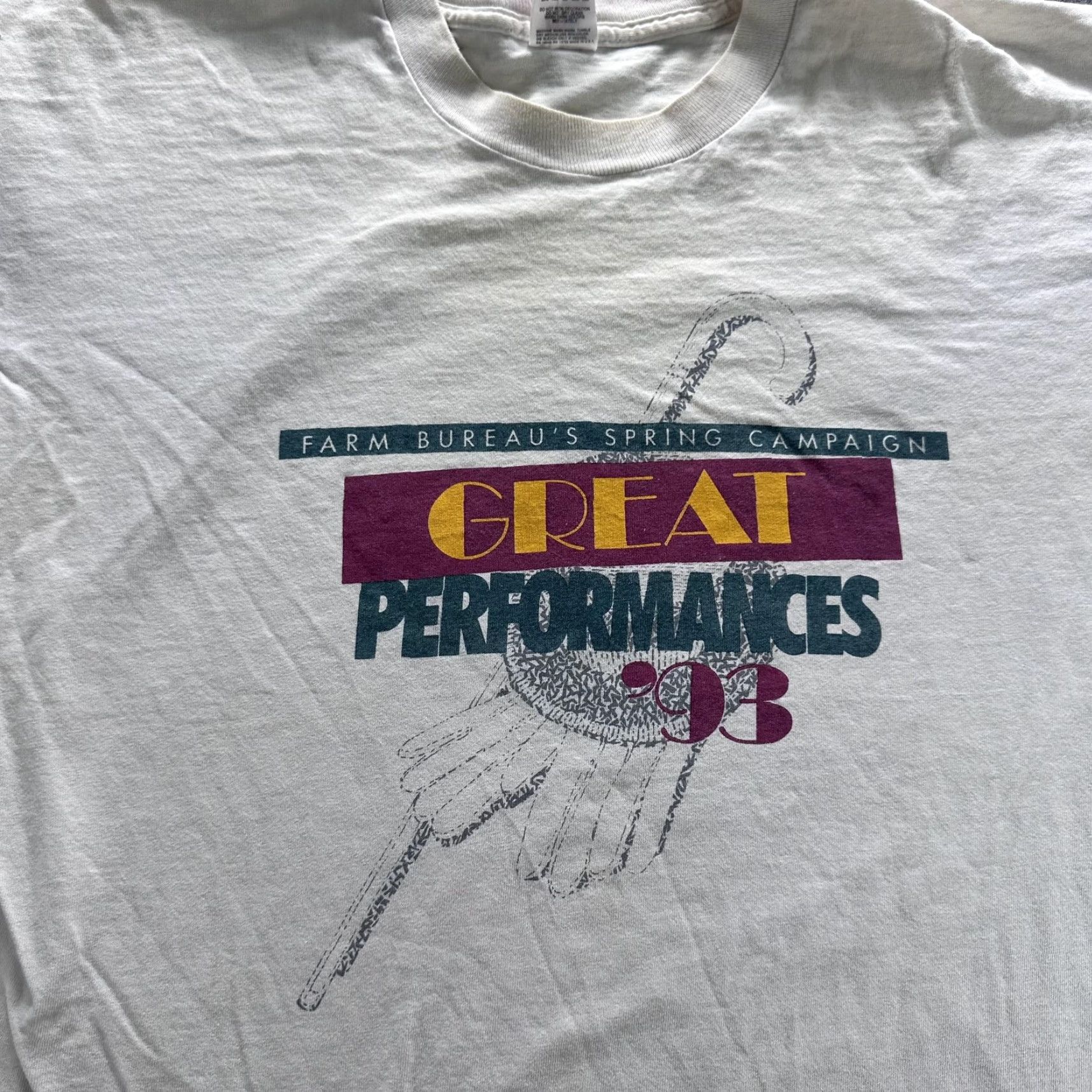 Fruit Of The Loom VINTAGE Fruit of the Loom Shirt Mens XL White 90s Farm Bureau Graphic Print Crew Neck Cotton Country Mens Size US XL / EU 56 / 4 - 3 Thumbnail