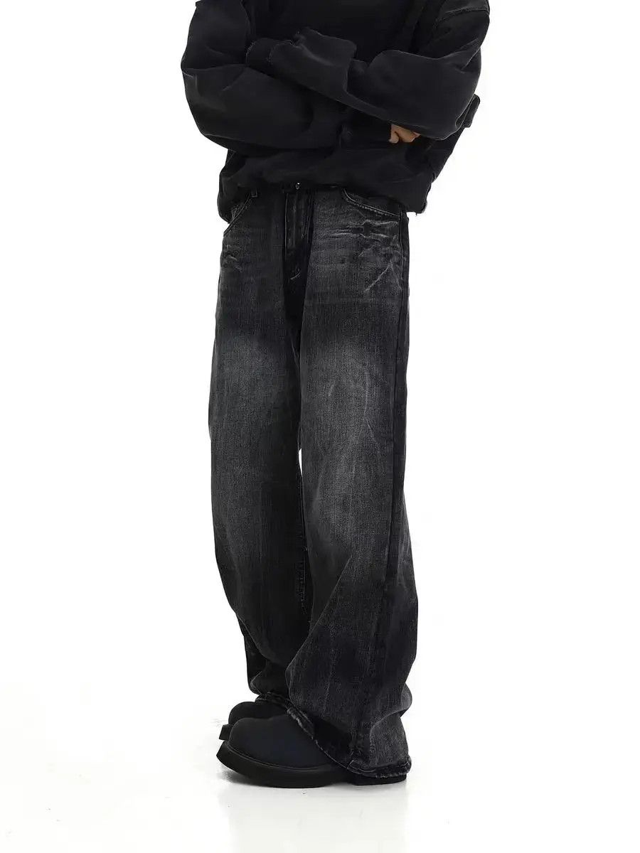 Japanese Brand × Jean Vintage Washed Straight Leg Wide Jeans Size US 33 - 1 Thumbnail