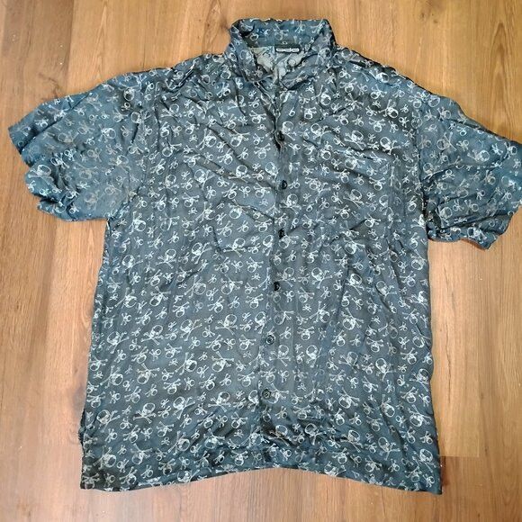 Other Vintage Y2K ODO Skulls Silk Button Shirt Size US XL / EU 56 / 4 - 2 Thumbnail