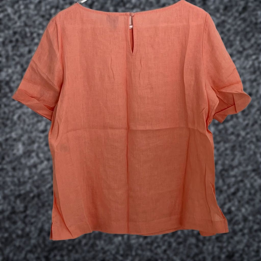 Vintage Chico's Blouse Shirt Coral Short Sleeve Pocket Cuff Linen Womens 2 U.S 12/14 Casual Top Size XS / US 0-2 / IT 36-38 - 1 Thumbnail
