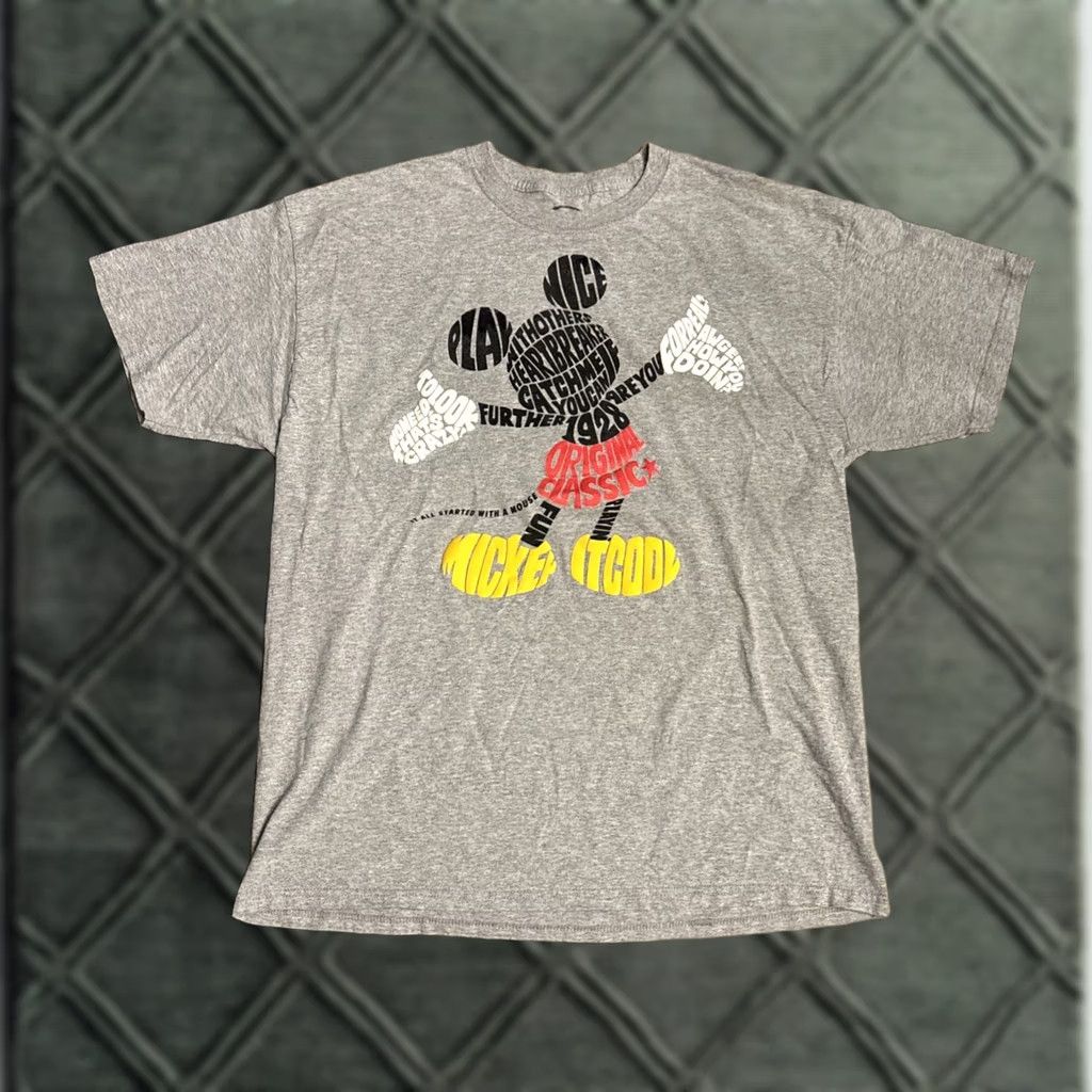 Disney Disney T Shirt XL Gray Mickey Mouse Classic S/S Crew Neck Unisex Adults Short Sleeve Cartoon Theme Mens Womens Size US XL / EU 56 / 4 - 1 Thumbnail