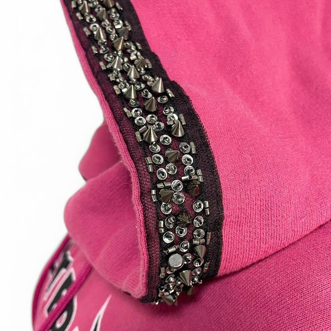 Hysteric Glamour Hysteric Glamour - Pink Canvas Studded Zip-Hoodie Vintage Size M / US 6-8 / IT 42-44 - 3 Thumbnail